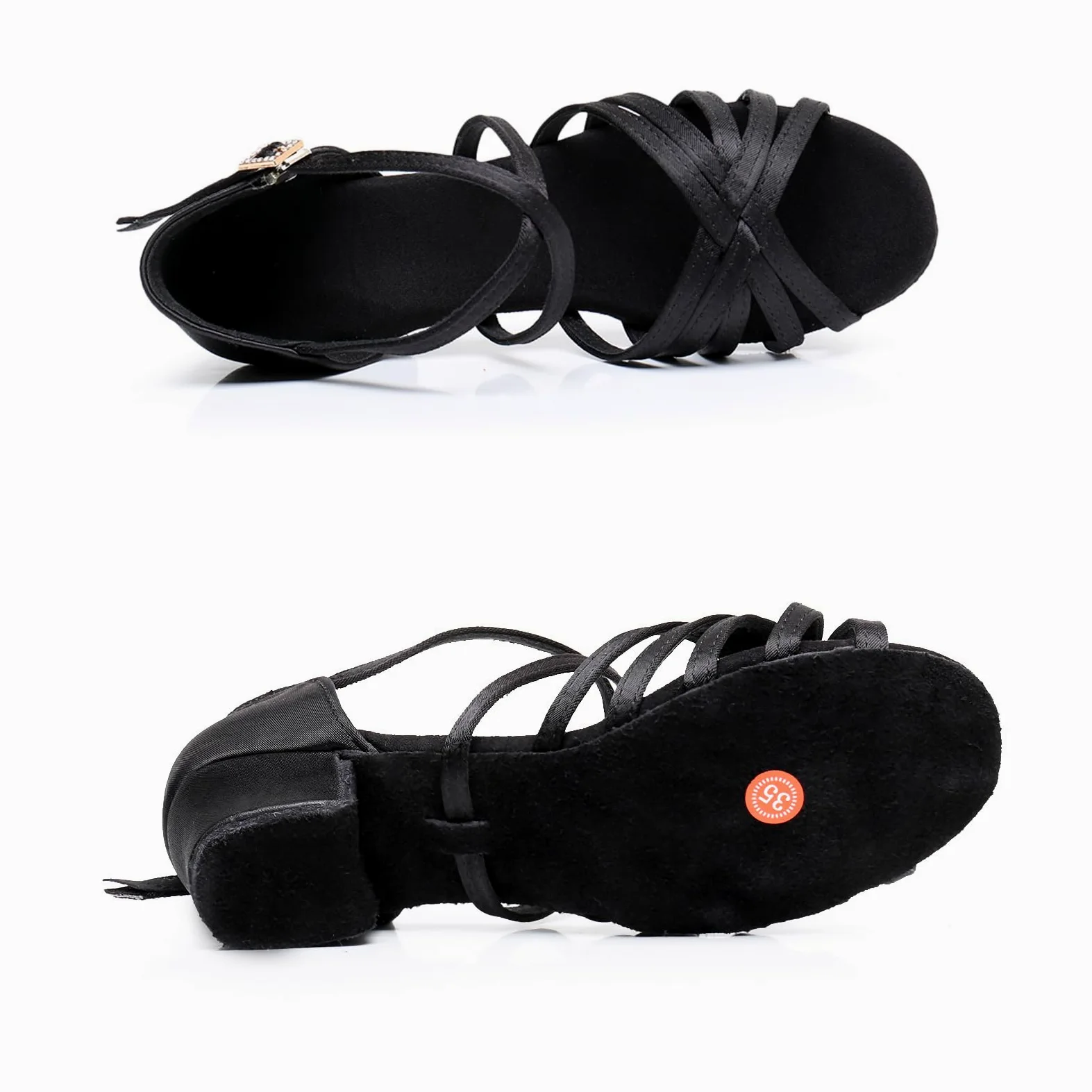 Rosefinch Zapatos Profesionales de Baile Latino para Mujer, Tacones Bajos de 3.5CM para niñas, Zapatos de Baile Latino, Chacha, Salsa, Jazz, Baile, para Principiantes, Juego de práctica