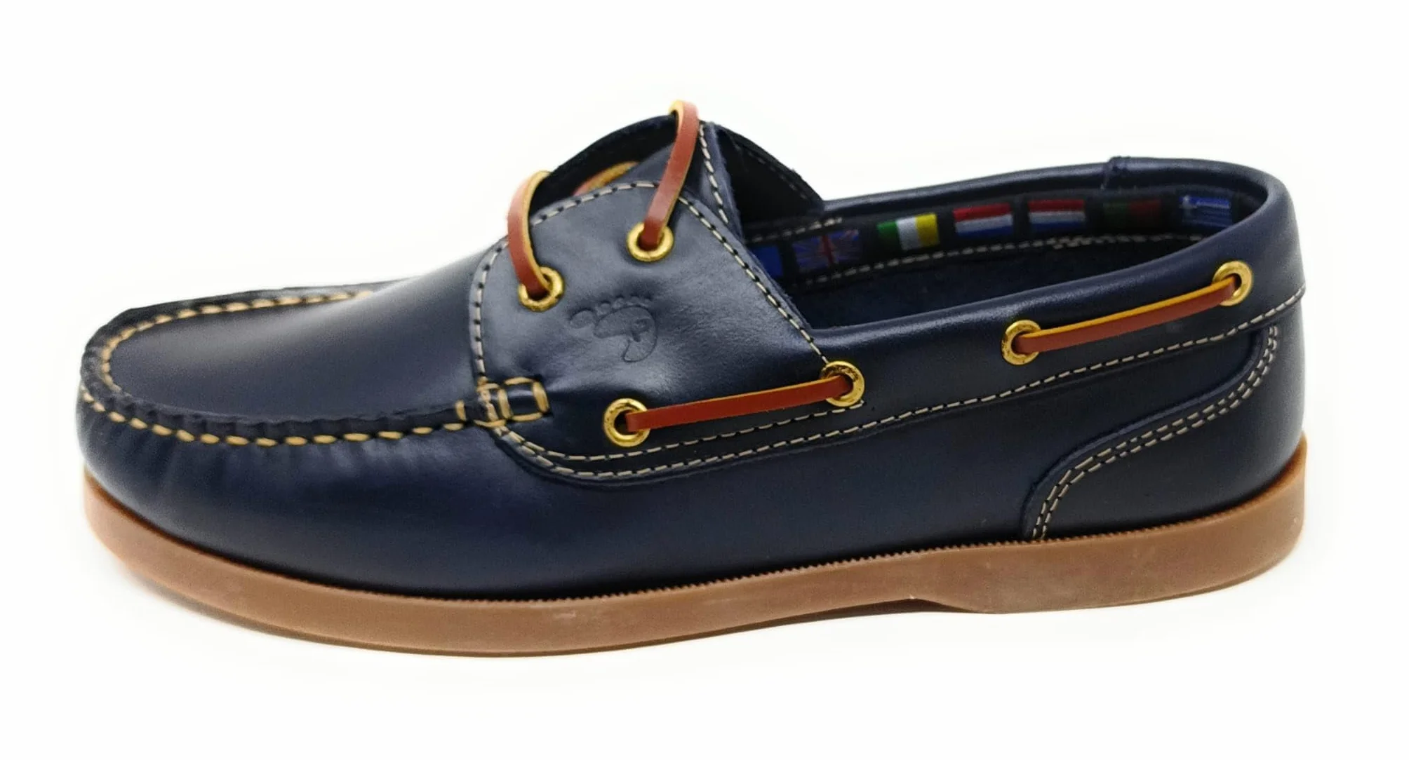 Zapatos Náuticos Tipo Timber para Hombre o niño Hecho en España de Piel Natural Azul Marino Pisable Mod 1688.1
