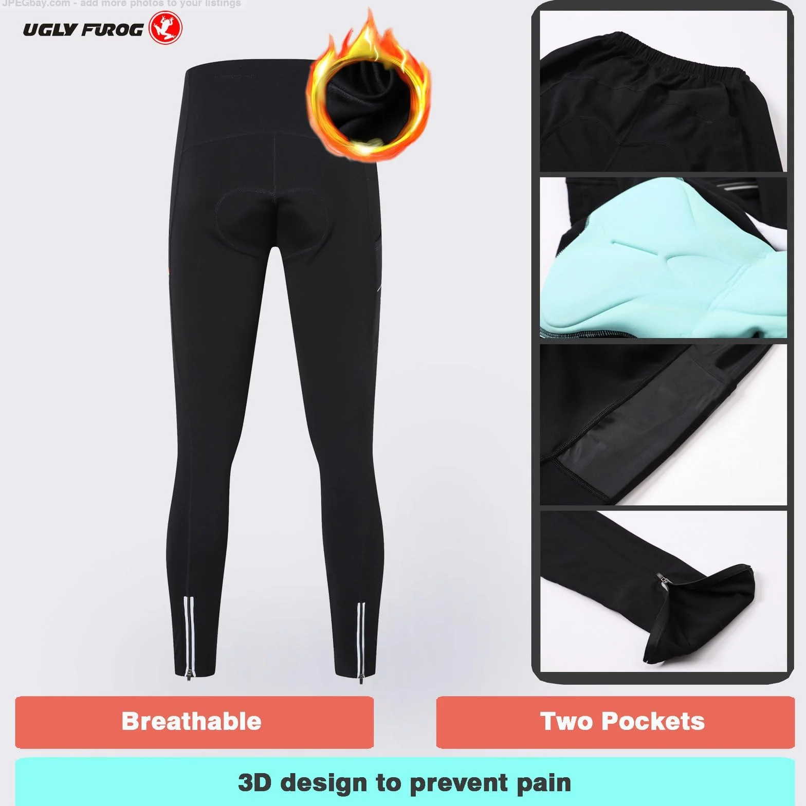 UGLY FROG Invierno Pantalones Ciclismo Hombre Relleno Acolchado Largo Bicicleta MTB Thermal Temperatura 5-15°C
