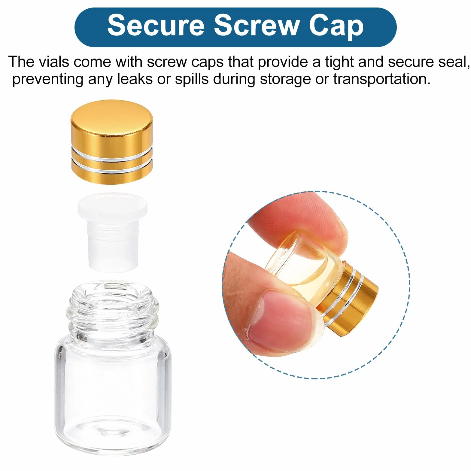 PATIKIL Frascos de Vidrio Pequeños 1 ml 20 Unidades Mini Frascos Transparente Vacíos con Tapa de Rosca de Aluminio Dorado