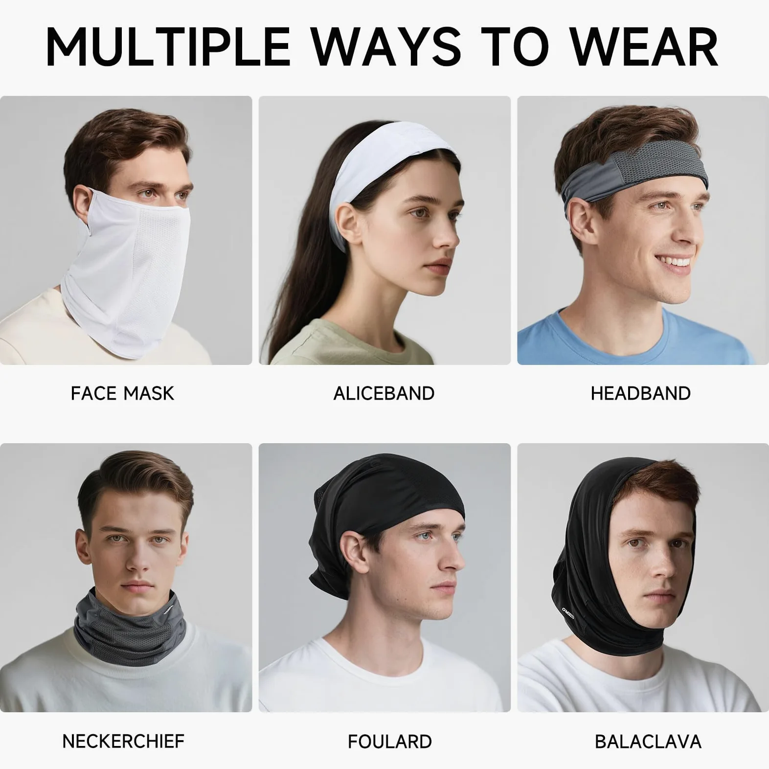 OZERO Máscara facial para el cuello: bufanda de protección solar, transpirable, refrescante, para actividades al aire libre de verano, senderismo, ciclismo