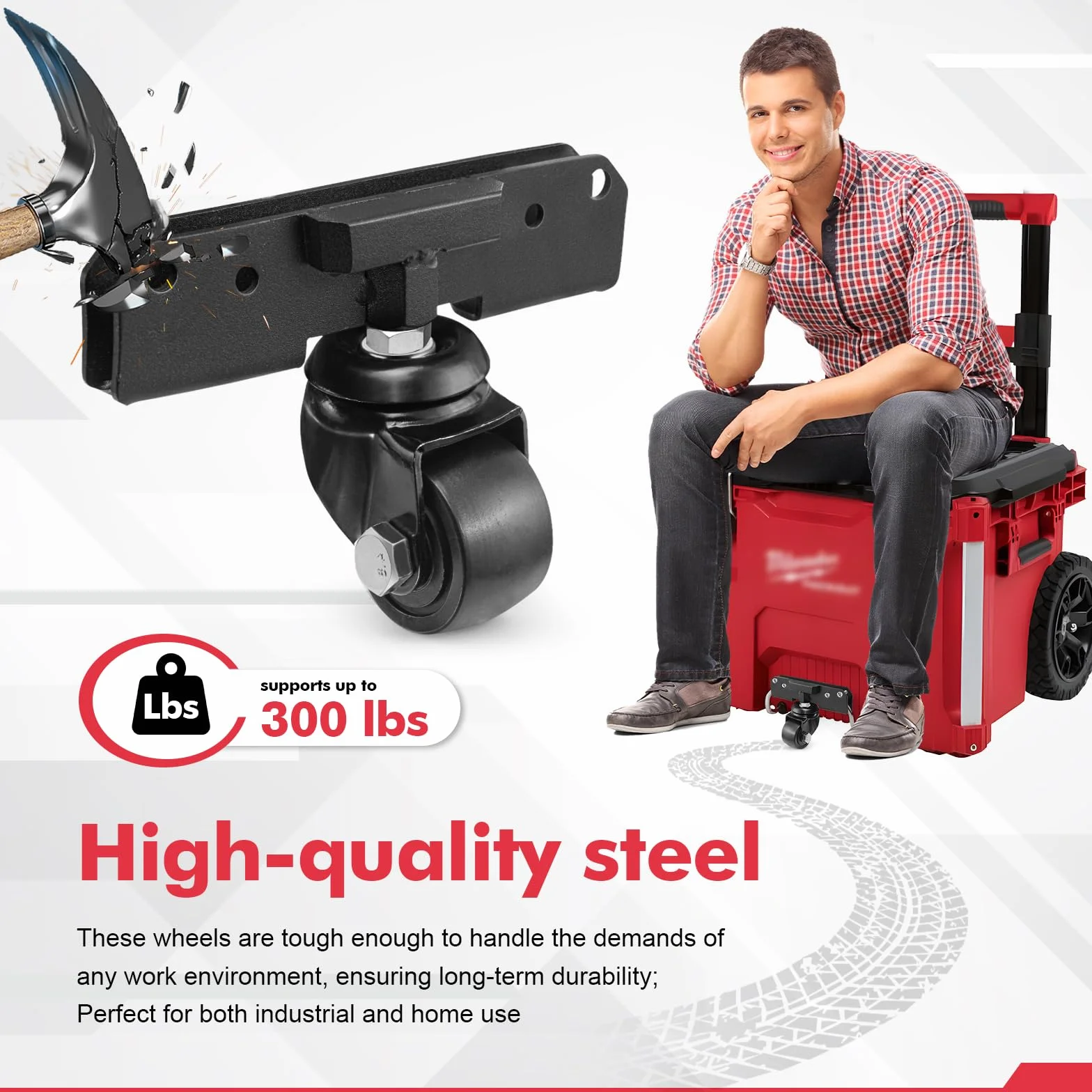 Ruedas delanteras compatibles con Milwaukee Packout, accesorios de ruedas giratorias para caja de herramientas