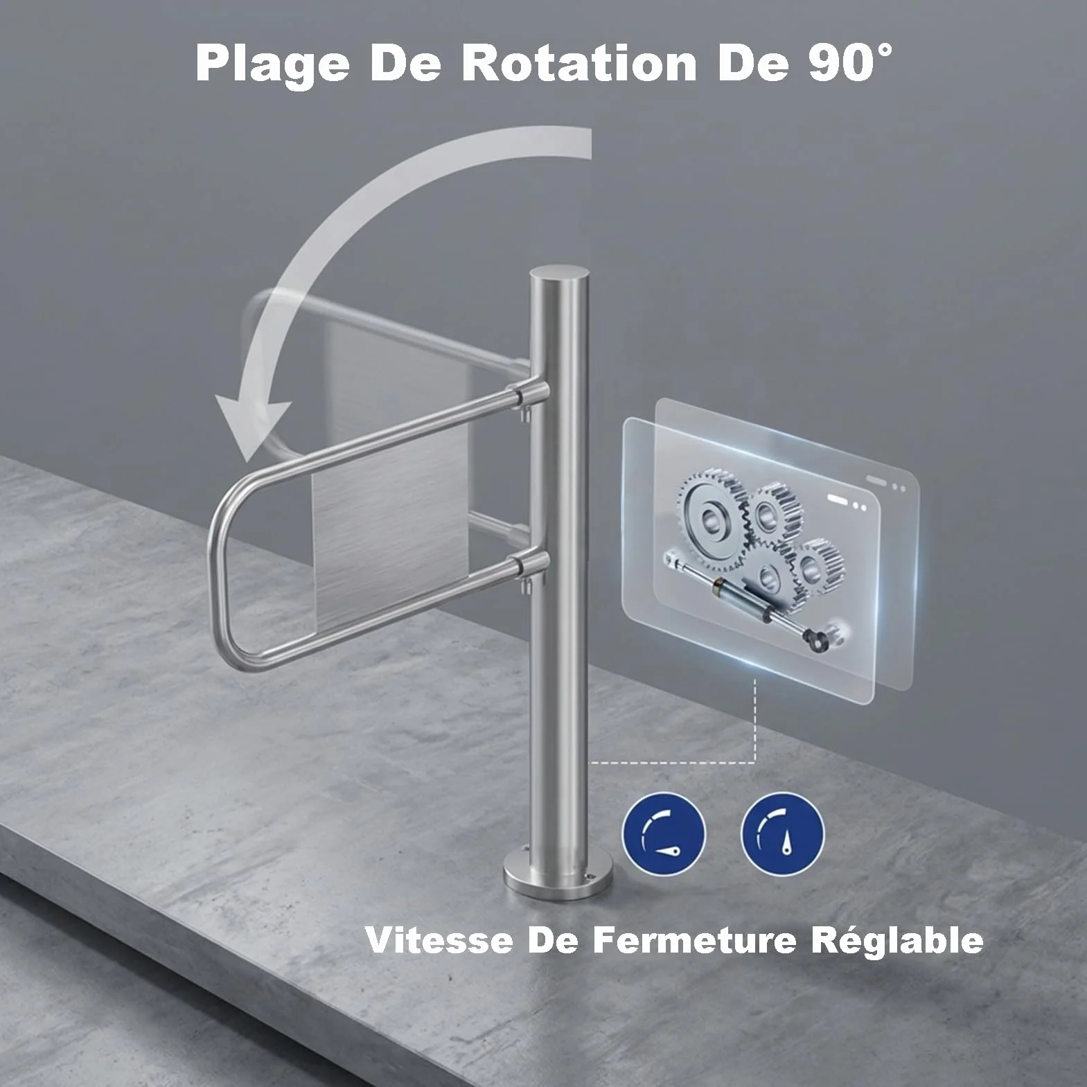 Puerta de Seguridad Acero Inoxidable Automática 80x97cm Plateado Derecha