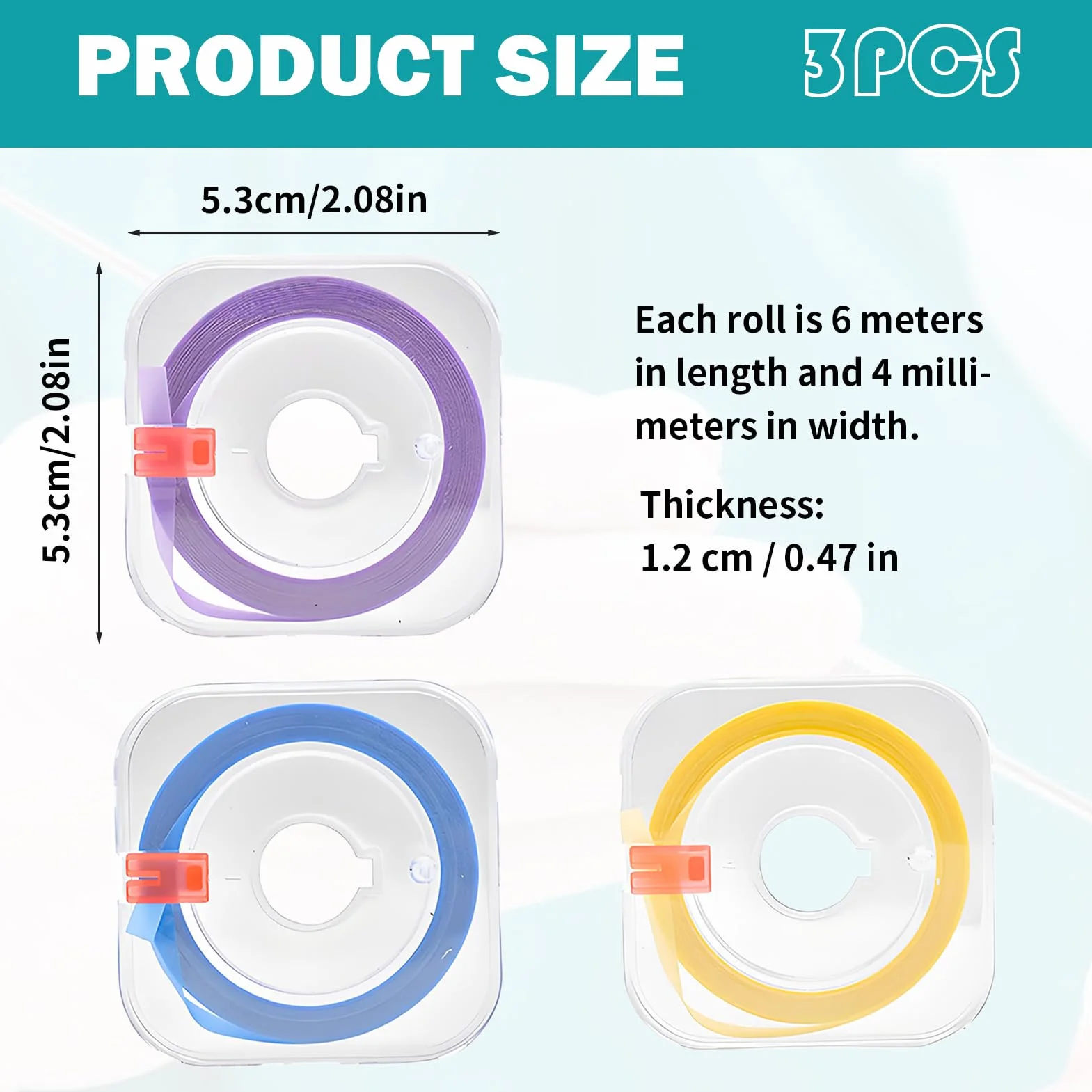 Papel de lija dental 4 mm x 6 m para espacios interdentales, tiras de pulido, 3 rollos