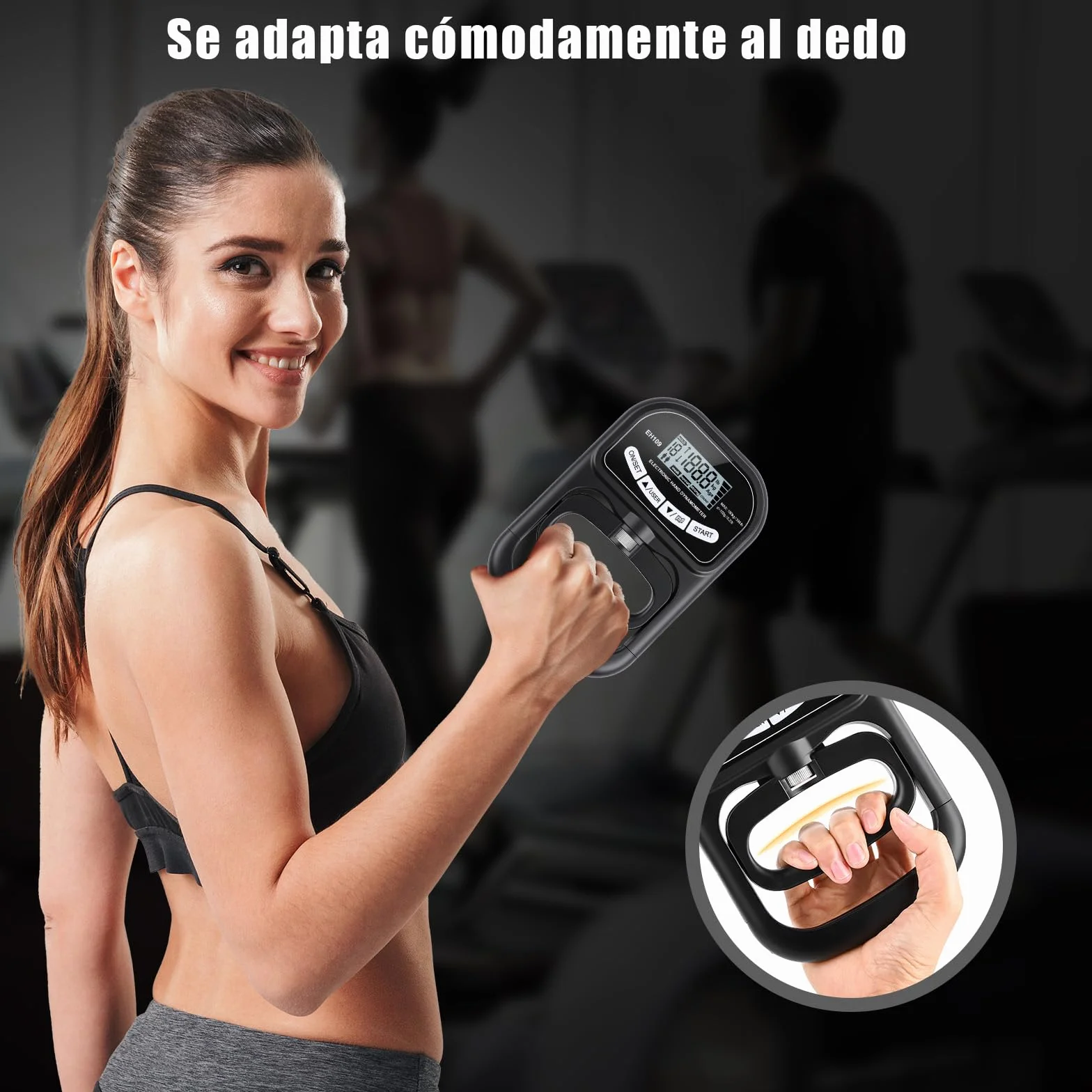 Dinamómetro de Mano Digital Automático 180KG Medidor de Fuerza de Agarre Electrónico Pantalla LCD