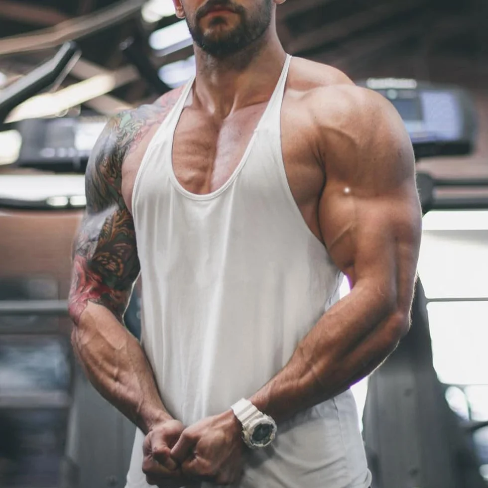 Muscle Gym Stringer Tank Tops para Entrenamiento Culturismo Chaleco Deportivo Racerback Algodón