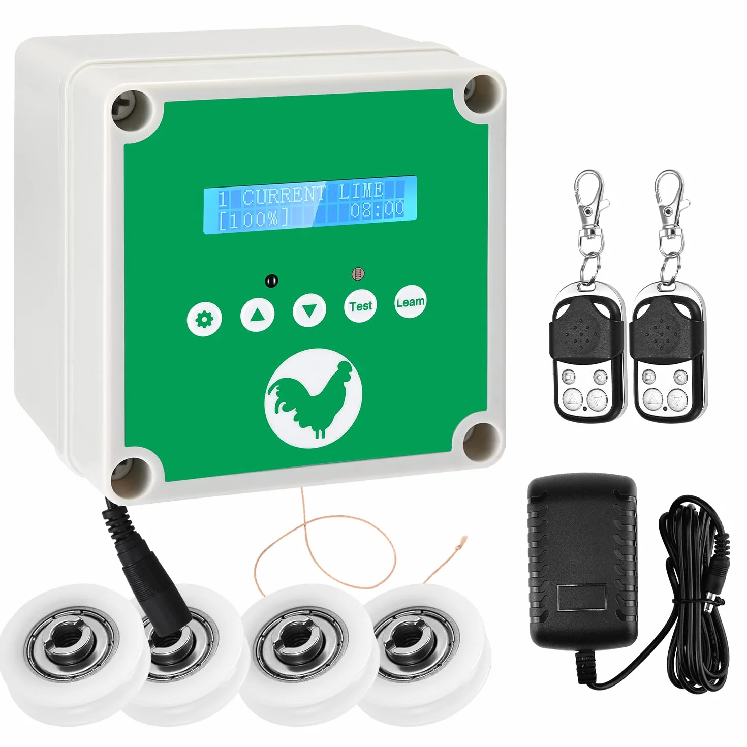 Abrepuertas Automático Gallinero IP65 Impermeable 2 Mandos Temporizador Sistema Elevación Puerta Batería Solar