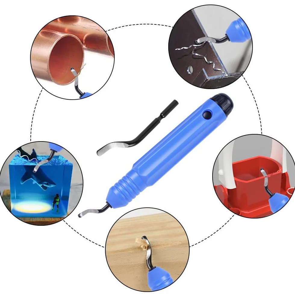 Flintronic Desbarbador Metal 10 pcs Herramienta Desbarbadora Cuchillas de Desbarbado 360° Giratorio Quita Rebabas para Acero Plástico Aluminio Cobre Impresora 3D