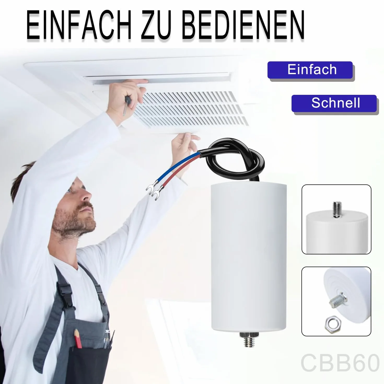 ANGEEK CBB60 450V 35µF 50/60Hz Condensador de arranque para motor 50x106mm