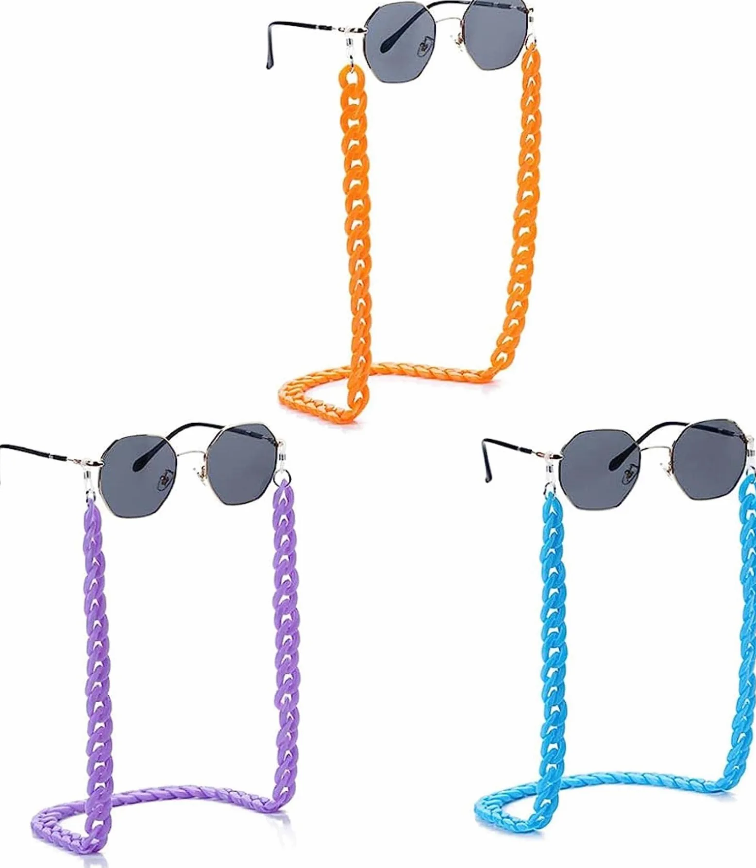 3 Piezas de Cadena de sujeción de acrílico para Gafas, Soporte Multifuncional para Gafas Deportivas Femeninas