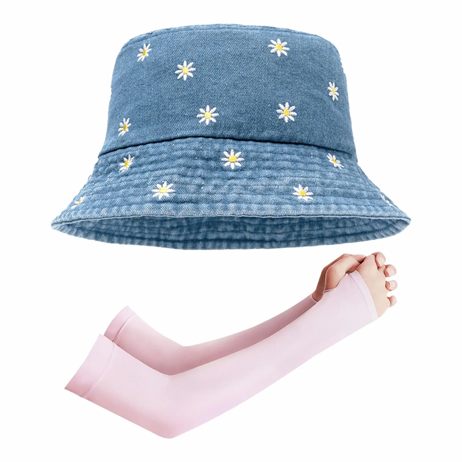 Sombrero De Pesca Impresa De 1 Parte De La Parada Parada, 1 Cubierta De Manga Oculta, Sombrero De Sol Plegable, Sombrero De Pesca De Mezclilla, Protección Solar Al Aire Libre.