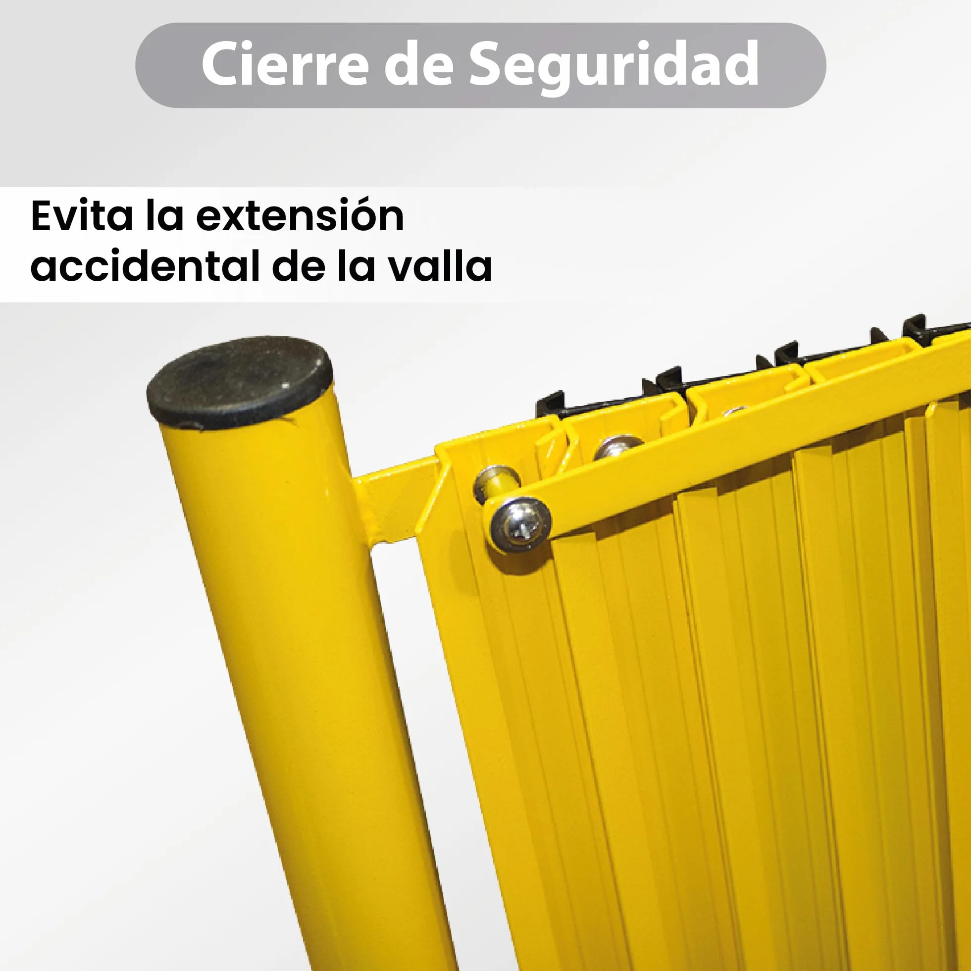 Barricada Extensible 3m con Ruedas Freno Vallas Obra Barrera Metálica Portátil Seguridad Construcción Negro/Amarillo