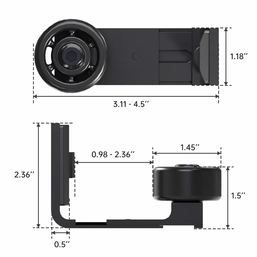 CCJH Guía de suelo ajustable para puerta corredera, soporte inferior, grosor 2,5-6 cm, negro