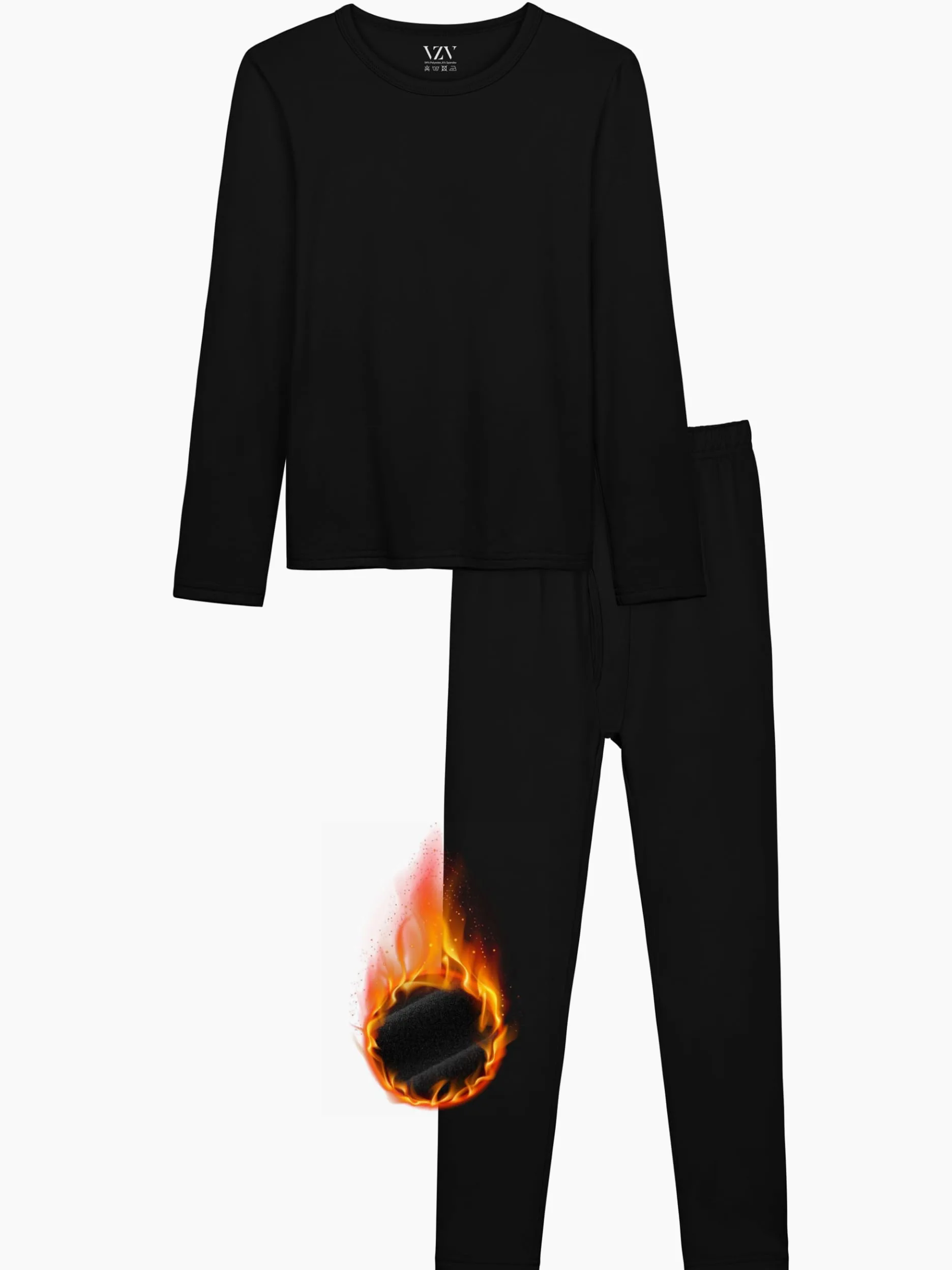 VZV Conjunto de ropa interior térmica para niños, conjunto de ropa interior térmica para niños, capas base con forro polar en la parte superior inferior para esquí y clima frío