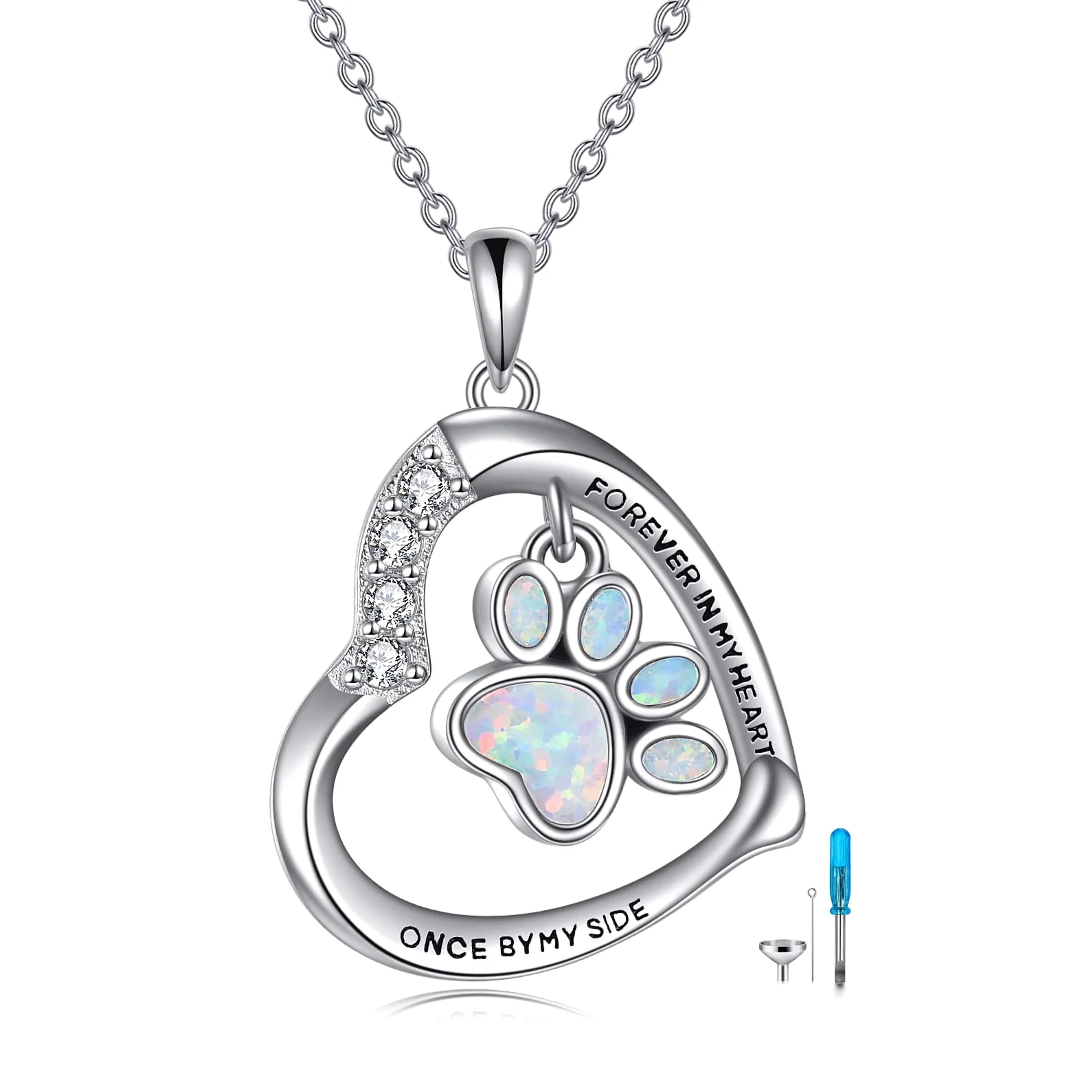 YFN Collar de plata de ley con estampado de pata, colgante de perro, gato, gato, perro, conmemorativo, regalos para mujeres y niñas, Normal, Plata esterlina, Sin piedra preciosa