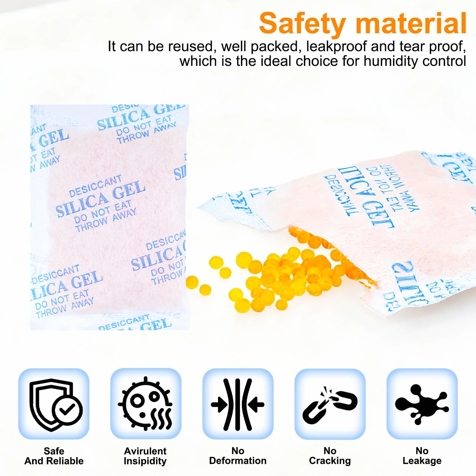 Bolsitas Antihumedad Silica Gel 20g x 22 Pcs, Indicador de Humedad Naranja a Verde para Almacenamiento de Ropa