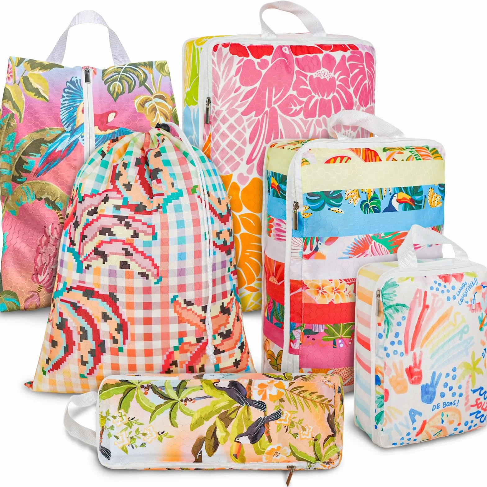 6 cubos de embalaje de compresión, impermeables, maleta, bolsa de viaje, organizador de equipaje, mochila, cubos de viaje para embalar, plátano tropical