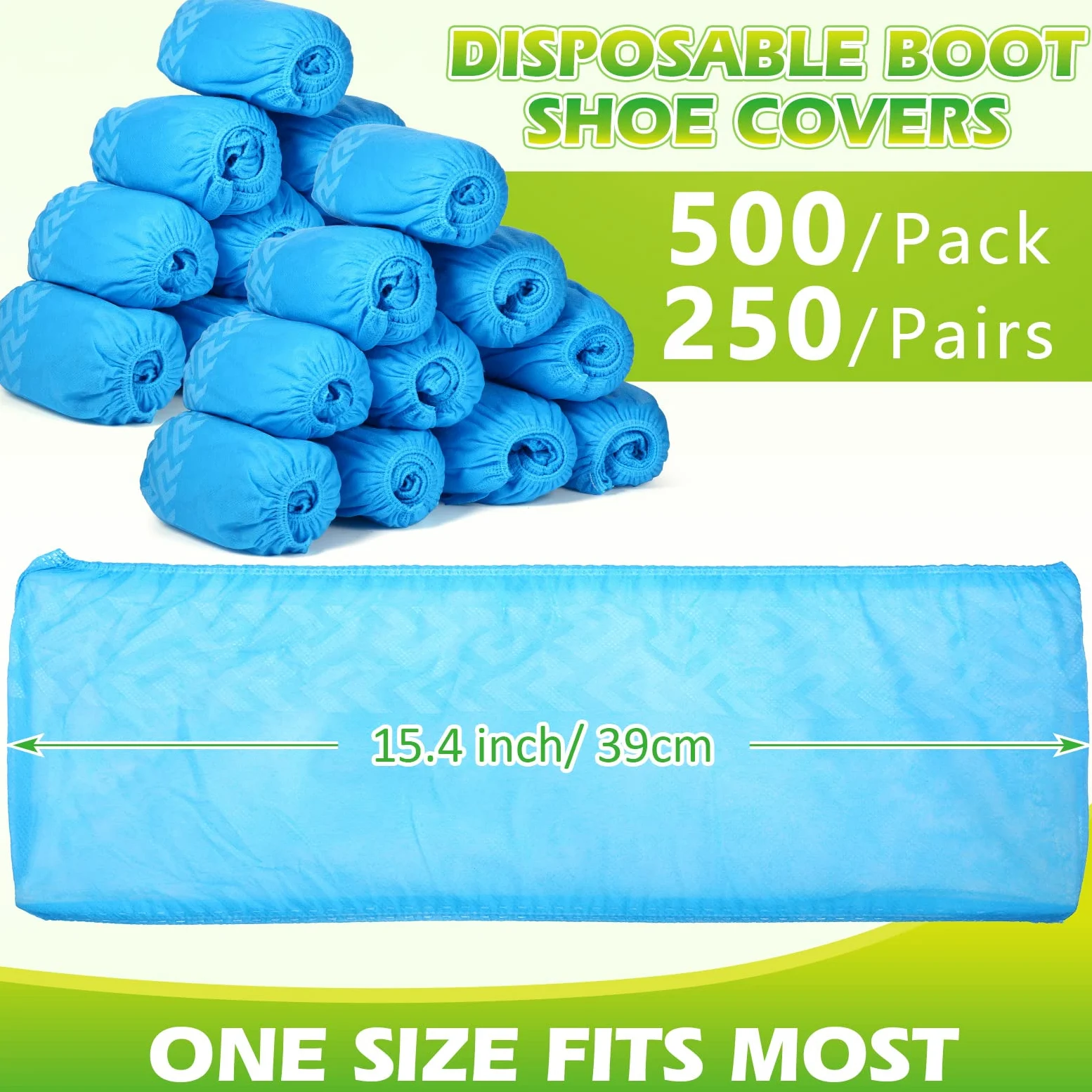 Leumoi 500 fundas desechables para zapatos de botas, antideslizantes, grandes, duraderas, no tejidas, para interiores, hogar, suelos y zapatos, talla única, color azul