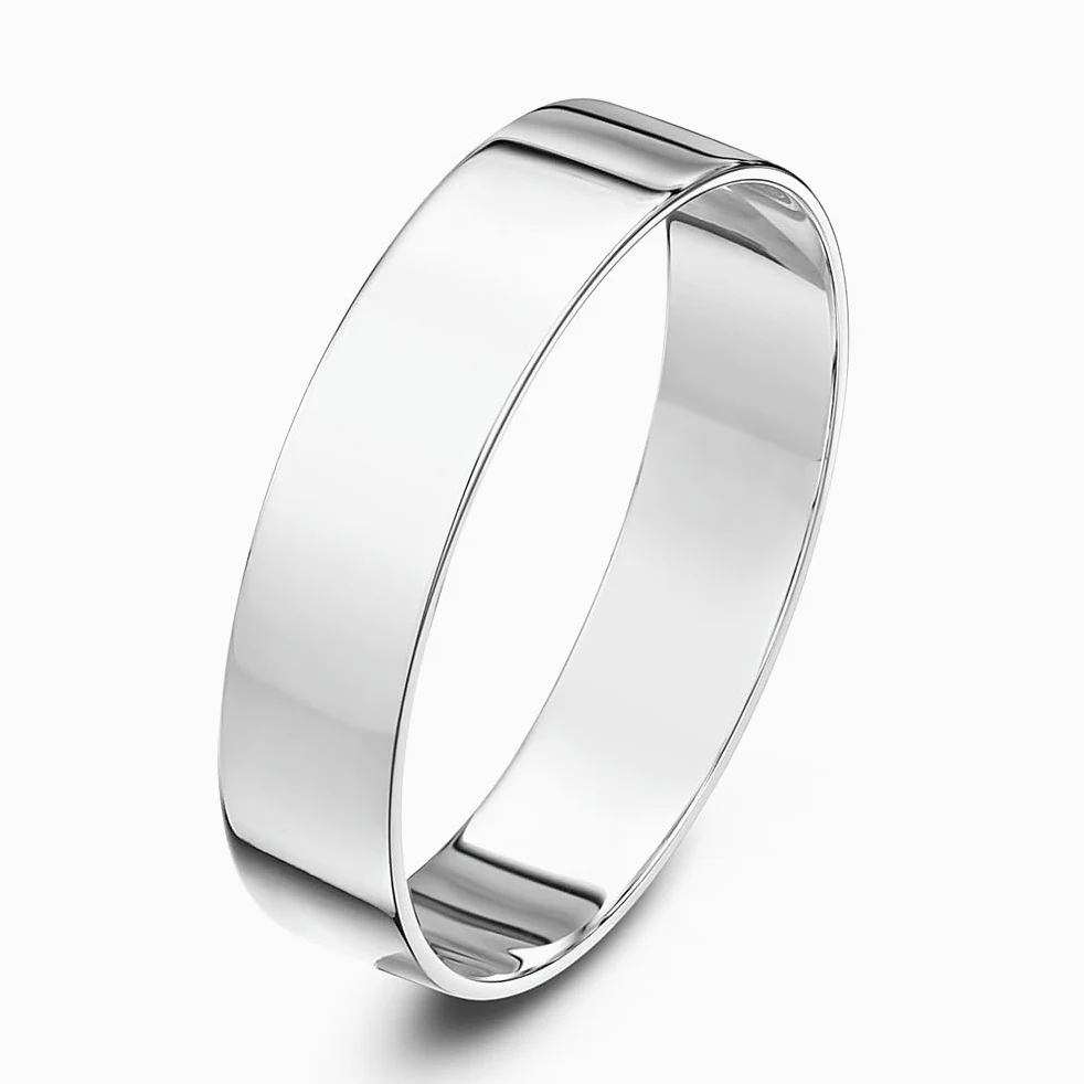 Theia Anillo de Bodas en Platino de 3-5mm, Forma Plana Pesado, Pulido