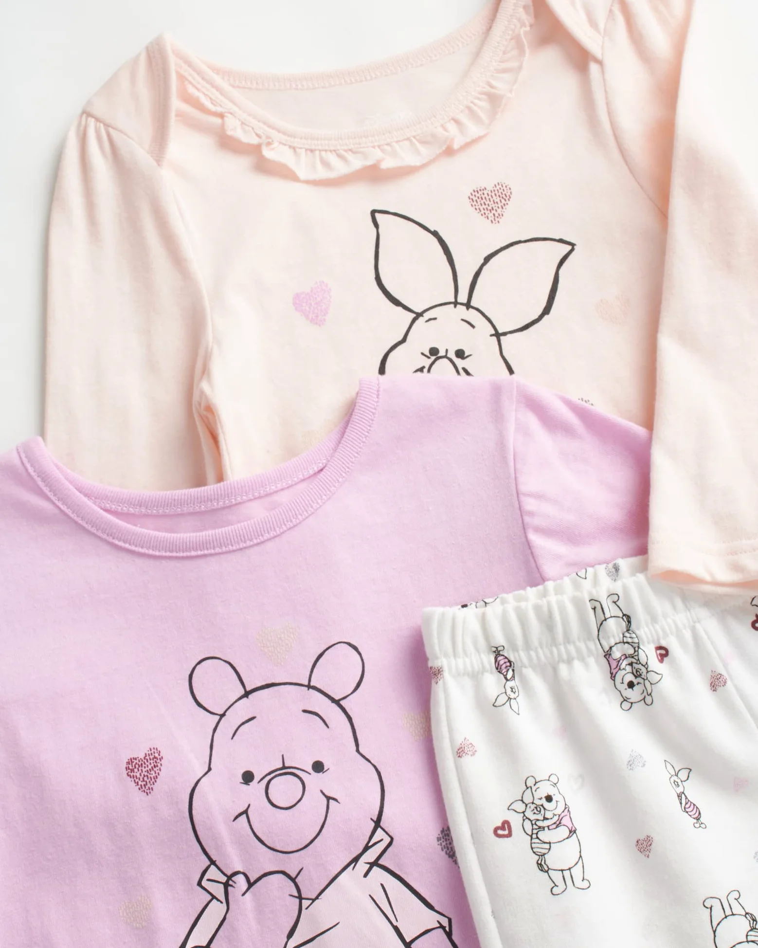 Disney Conjunto de 3 piezas para bebé, Minnie Mouse, Bambi, Winnie the Pooh Bodysuit, camiseta y pantalón deportivo (0-24 meses)