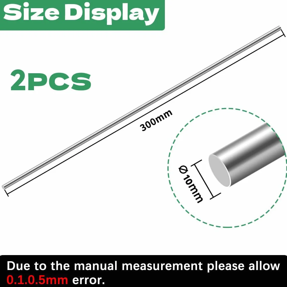 Barras Acero Inoxidable 10x300mm - Lote de 2 Unidades para Bricolaje