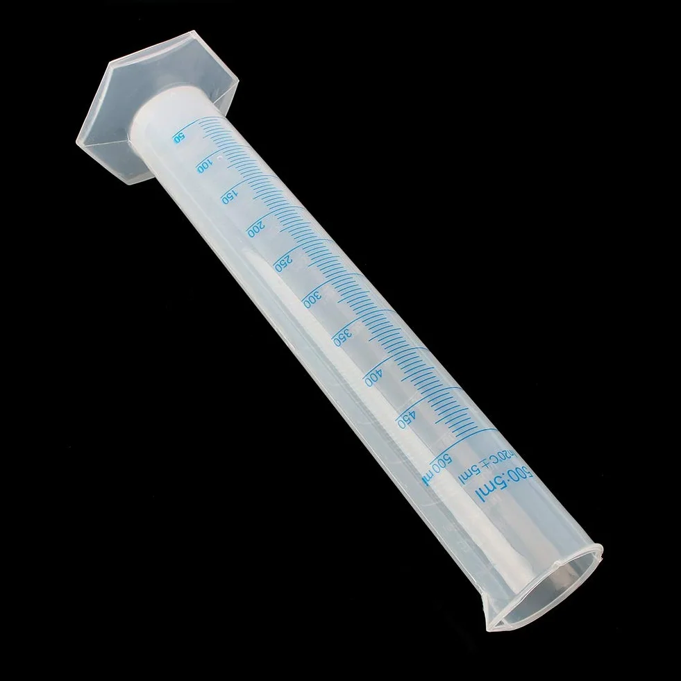 Nikou 500ml Probeta graduado plástico Cilindros prueba tubo laboratorio líquido caliente