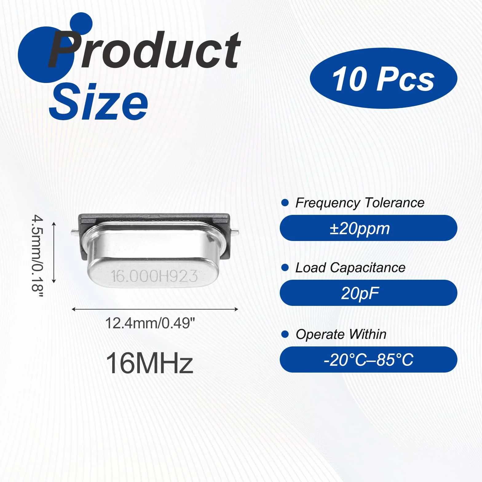 QUARKZMAN 10 Pcs Oscilador De Cristal De Cuarzo 16MHz Resonadores Pasivos Kit Variedad Dispositivo Montaje Superficie