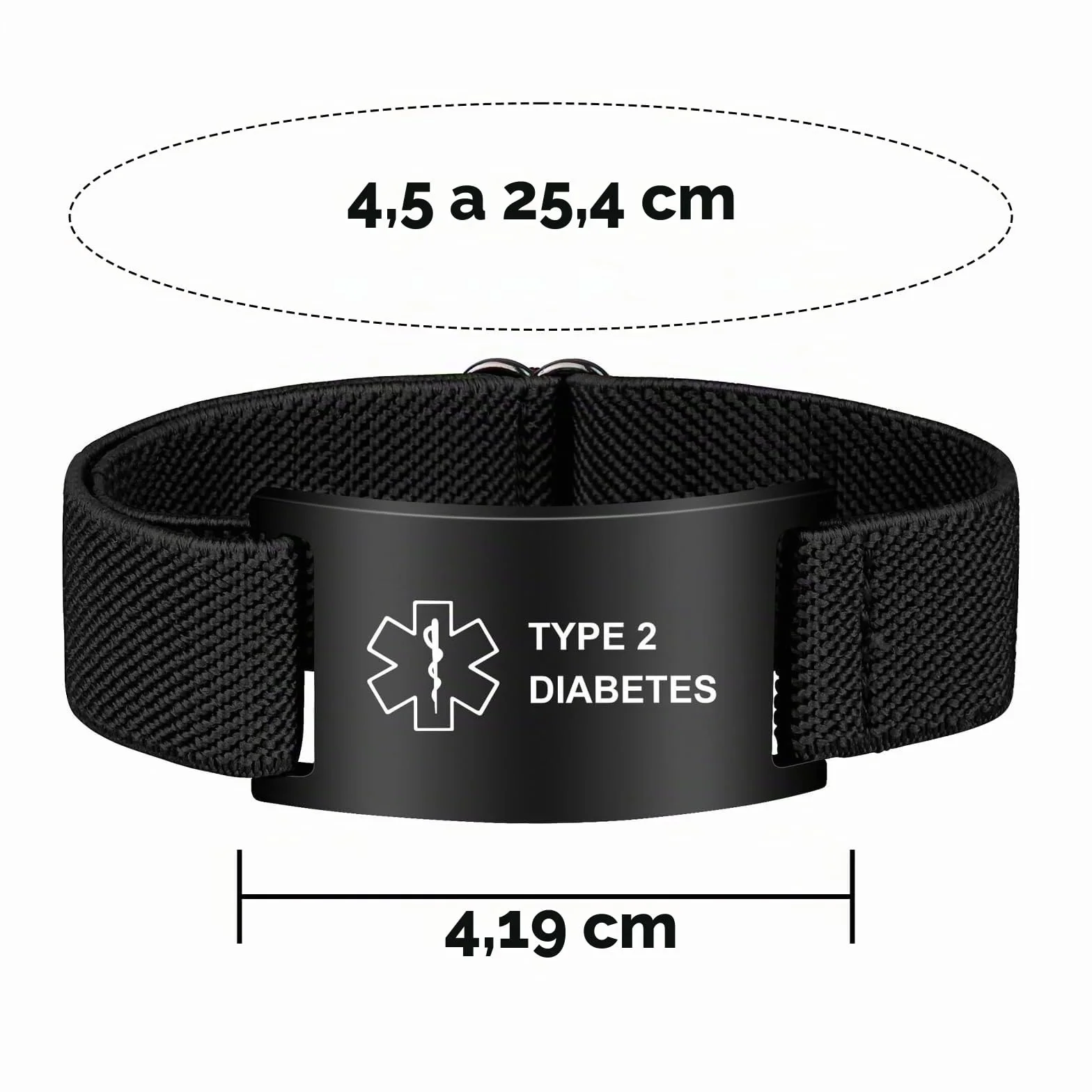 Pulsera de alerta médica personalizada de acero inoxidable grabada con correa elástica para diabetes epilepsia