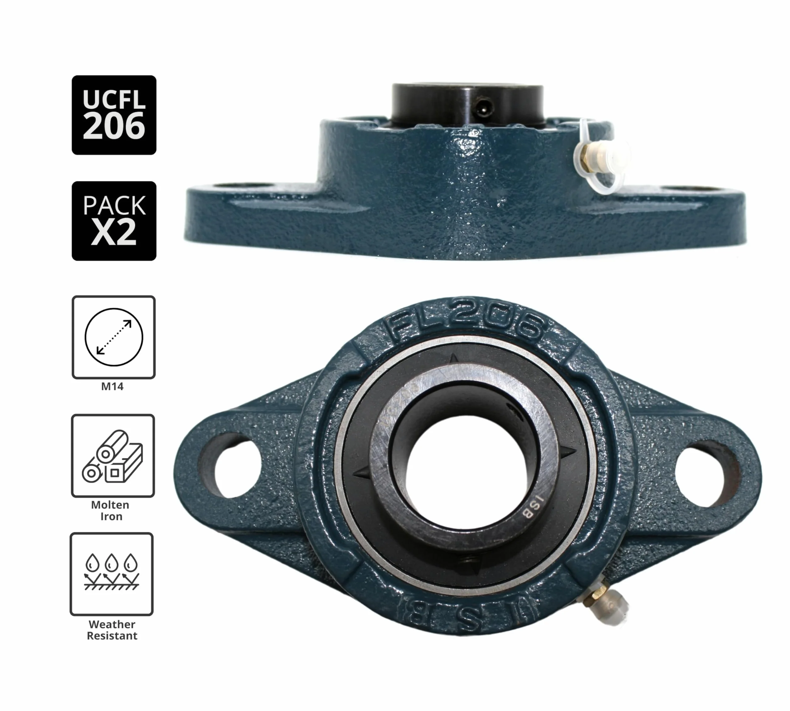 Rodamiento con Soporte UCFL 206 DOJA Barcelona 30mm Acero