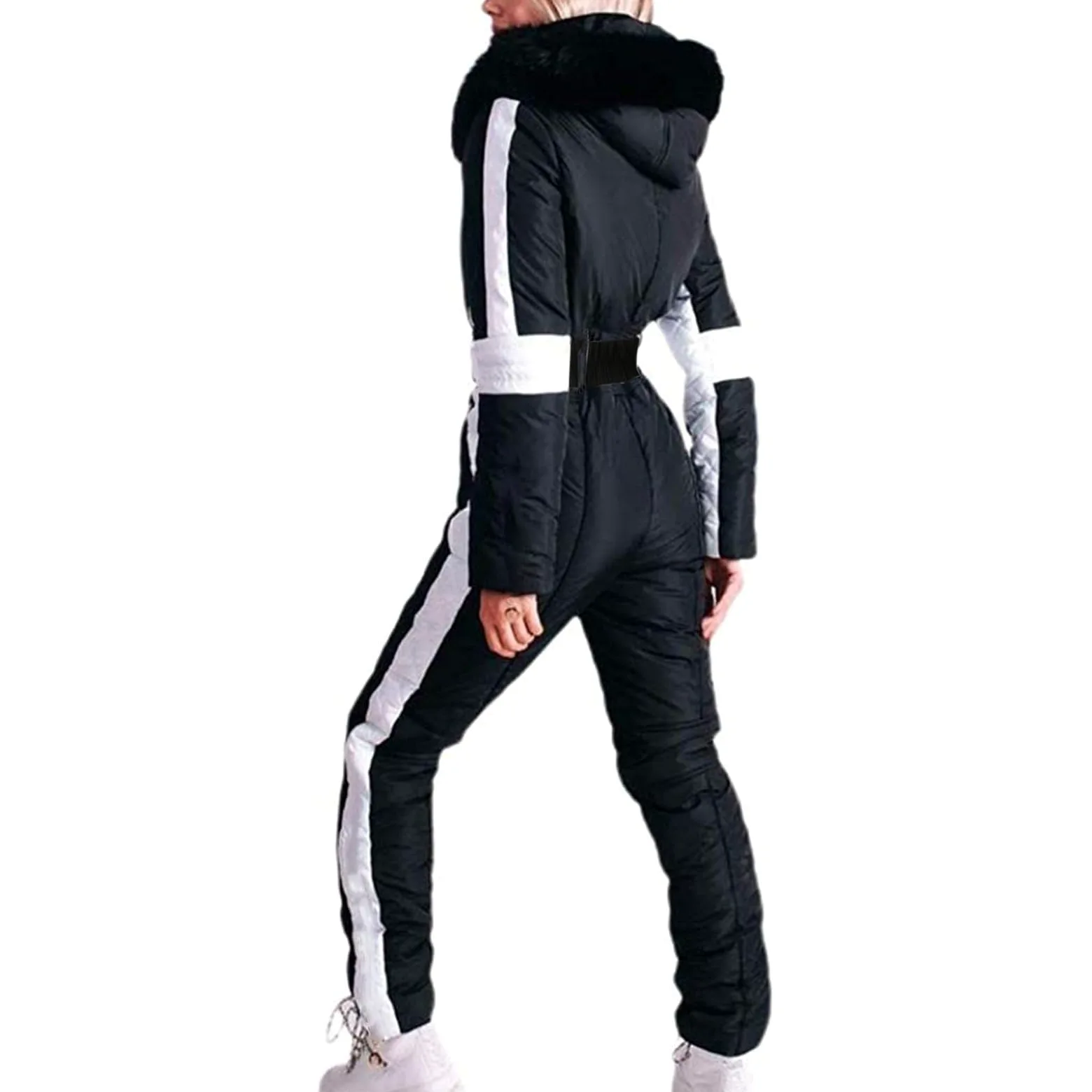 IQYU Trajes de nieve para mujer, traje de nieve cálido de una pieza, impermeable, mono de nieve, chaqueta de snowboard con capucha de piel, chaqueta de esquí softshell, ropa de esquí, tallas grandes,