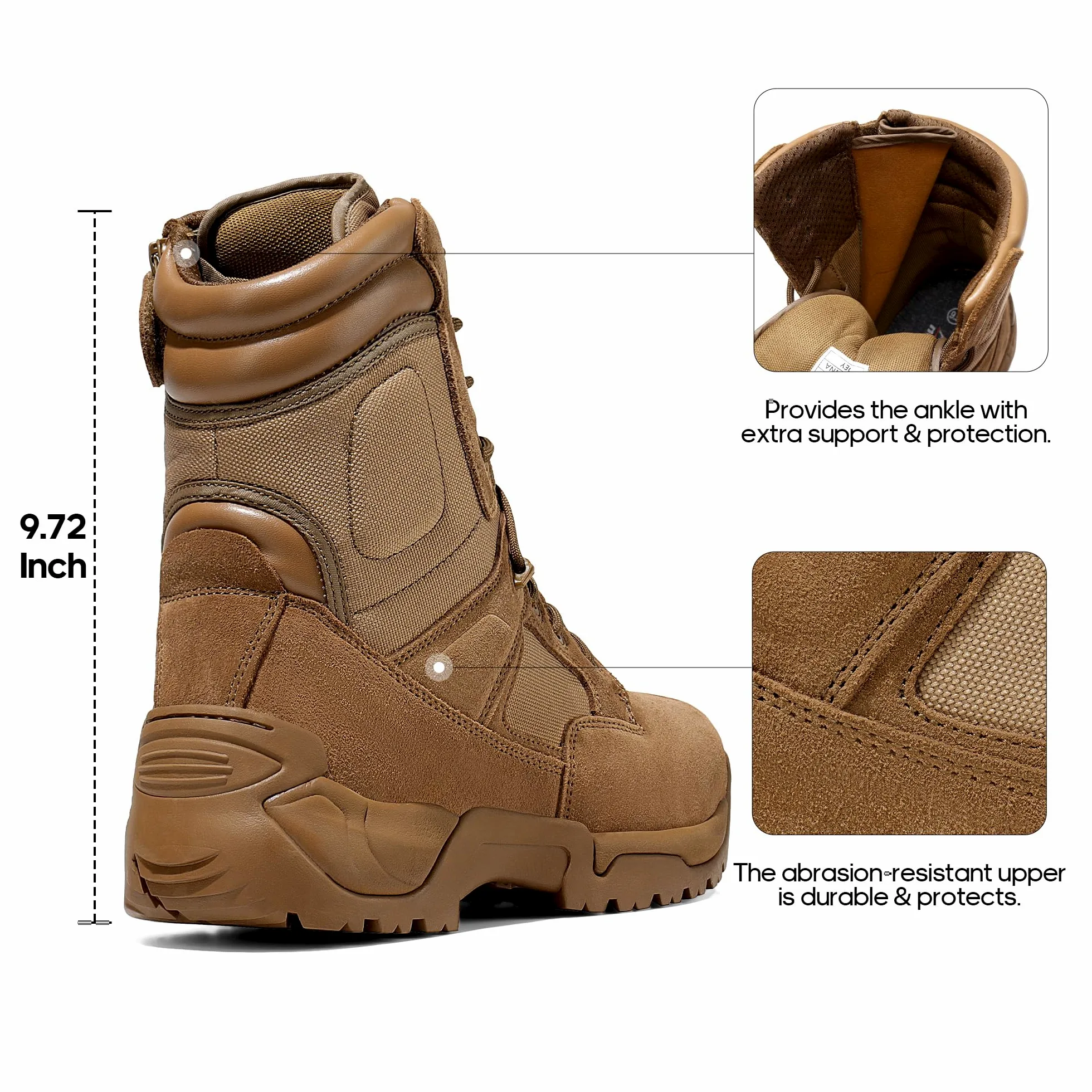 NORTIV 8 Botas de Trabajo Tácticas Militares para Hombre Botas Policiales Senderismo Motocicleta Botas Combate