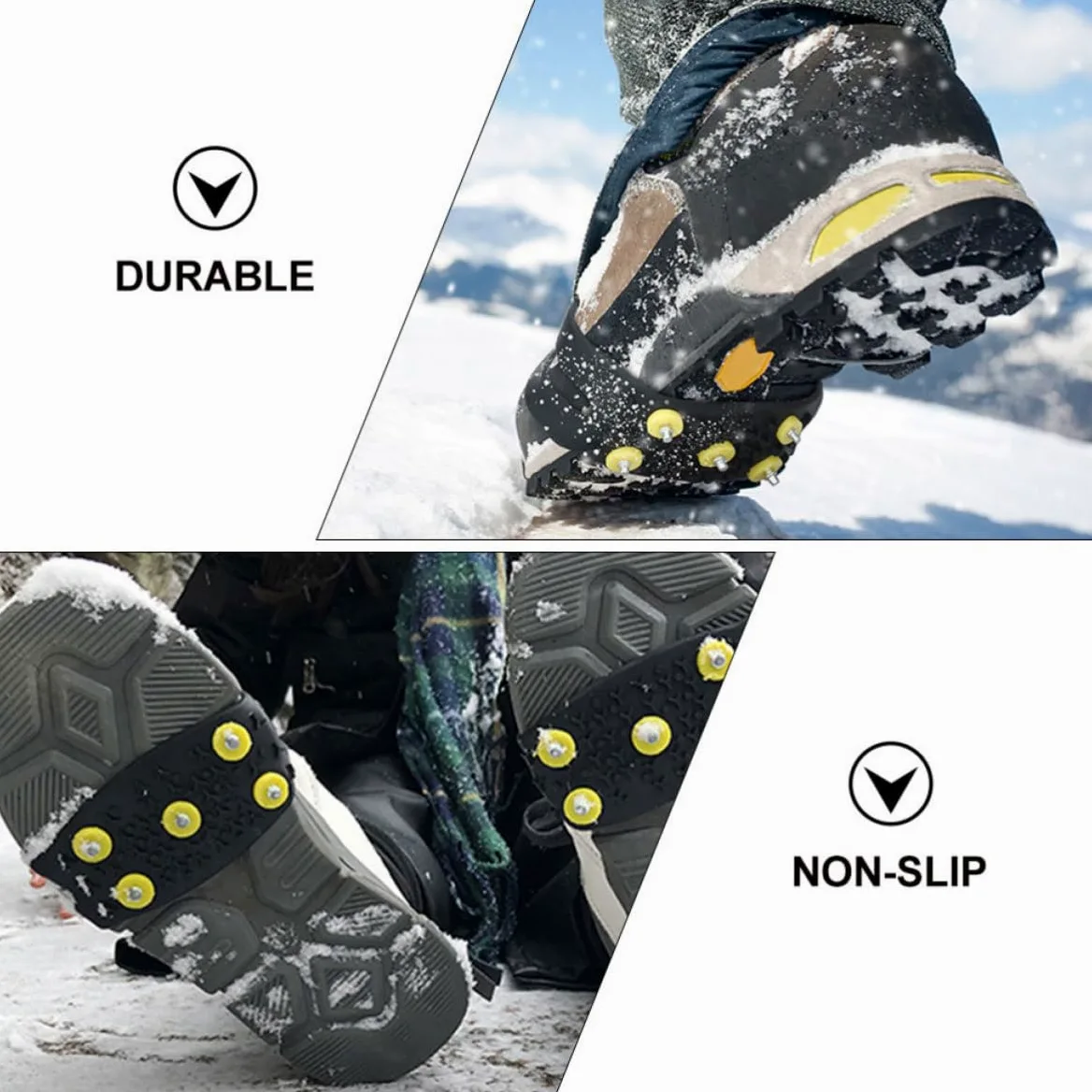 Pinzas Antideslizantes para Zapatos de Niños y Mujeres, 2 Pares de Crampones Plegables de TPE 5 Dientes para Jogging y Pesca en Hielo