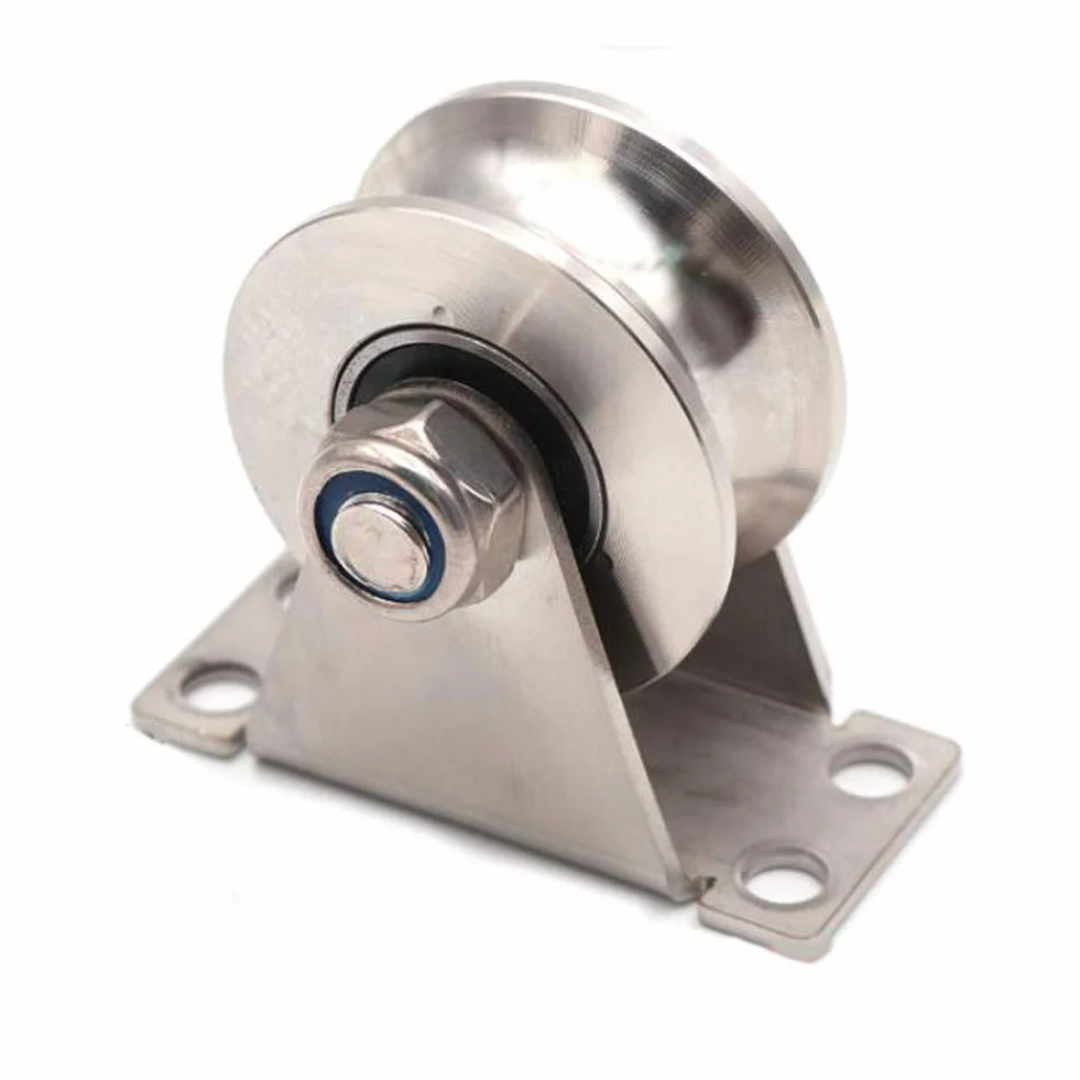 Rodamientos de rueda de acero inoxidable 304, 2 pulgadas, para puerta corredera, ranura en U, capacidad de carga 660