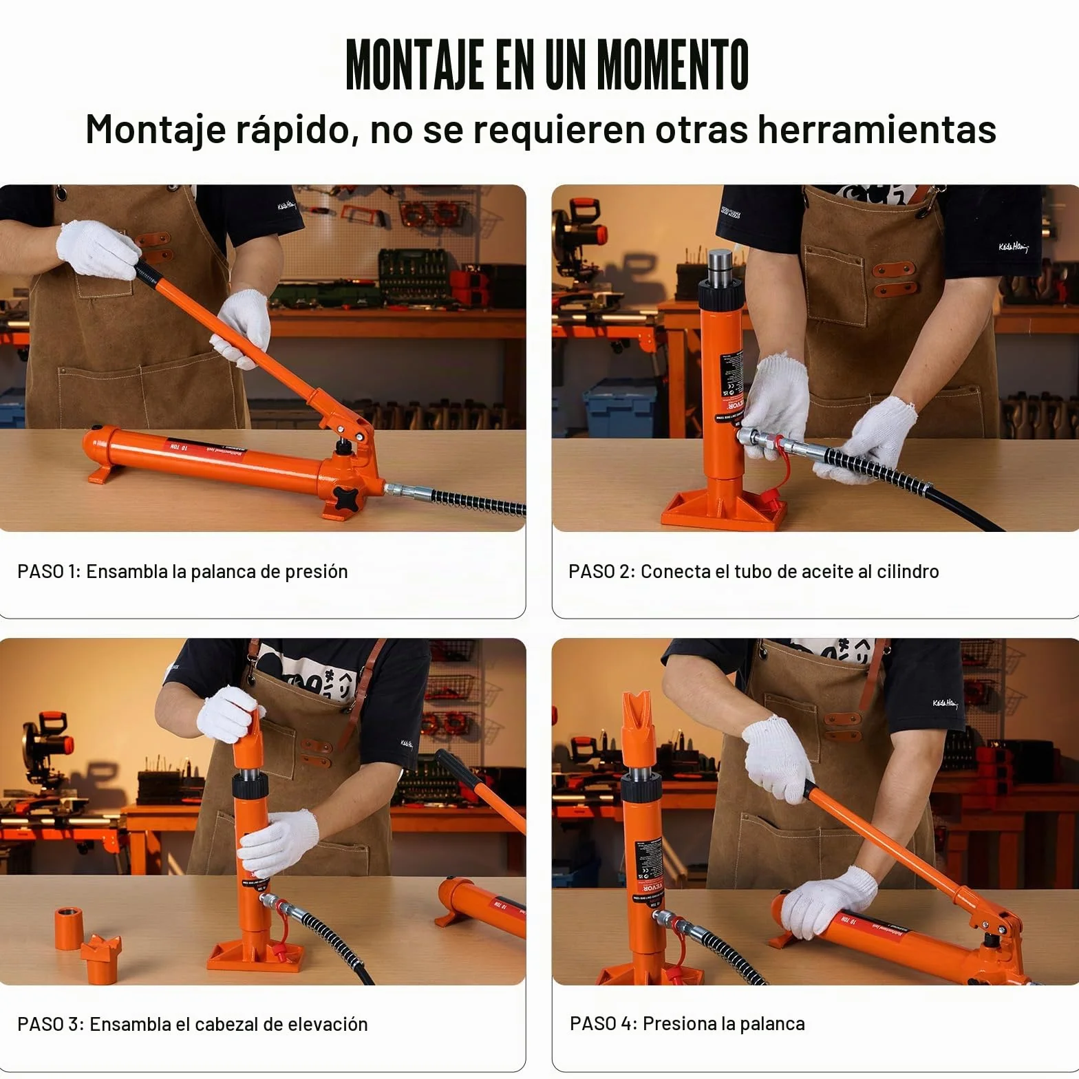 VEVOR Kit de Cilindro Hidráulico 12 T Gato Portátil con Manguera 1,4 m