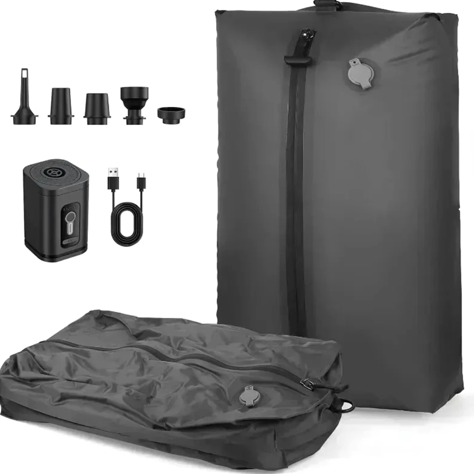 Bolsa De Almacenamiento De Compresión Bolsa de almacenamiento de ropa reutilizable con bomba de aire de 17L, mochila de compresión de viaje, bolsa de equipaje(1 bag no pump black)
