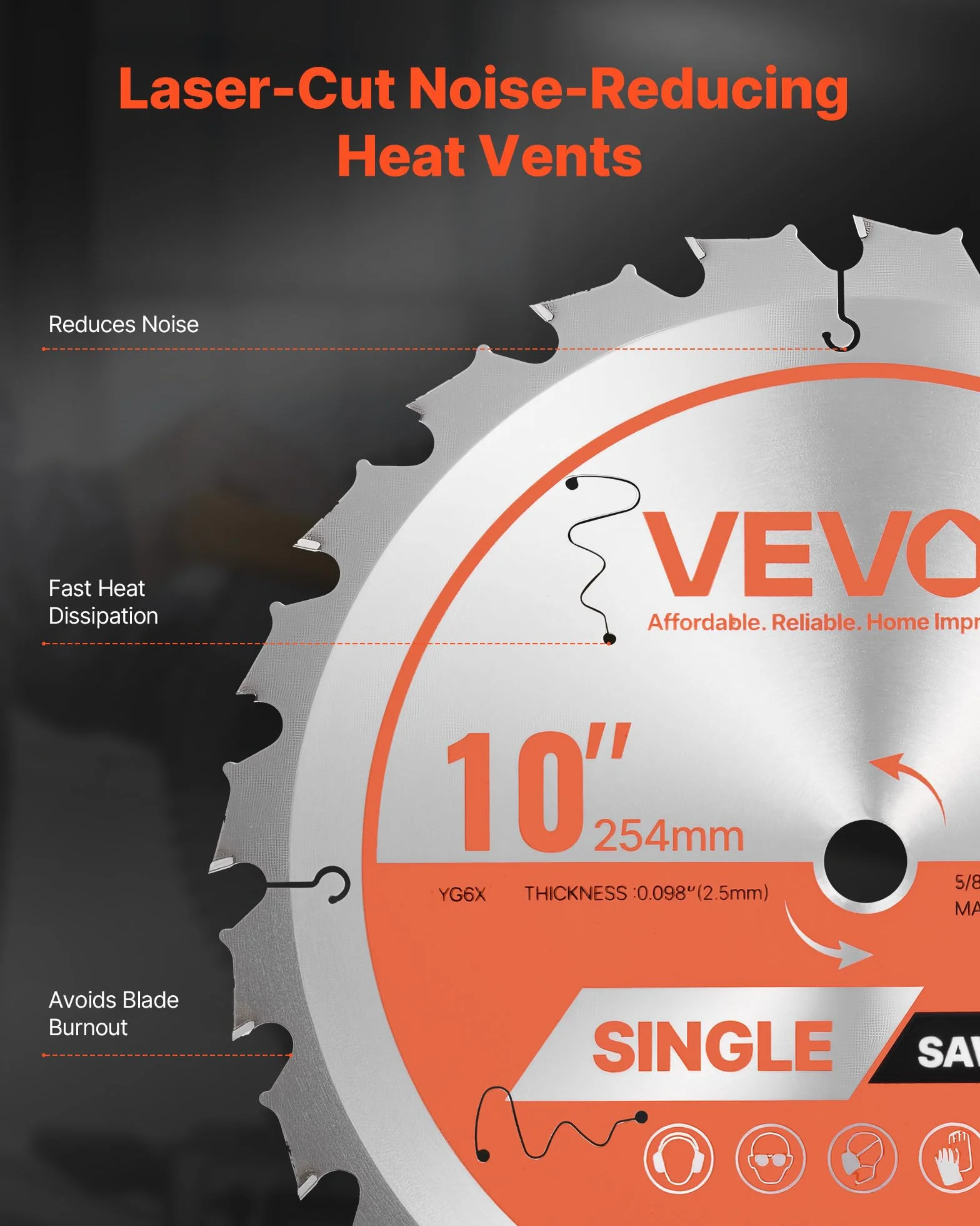 VEVOR Hoja de Sierra Circular 254 mm 24 Dientes Aleación 15,875 mm Mandril