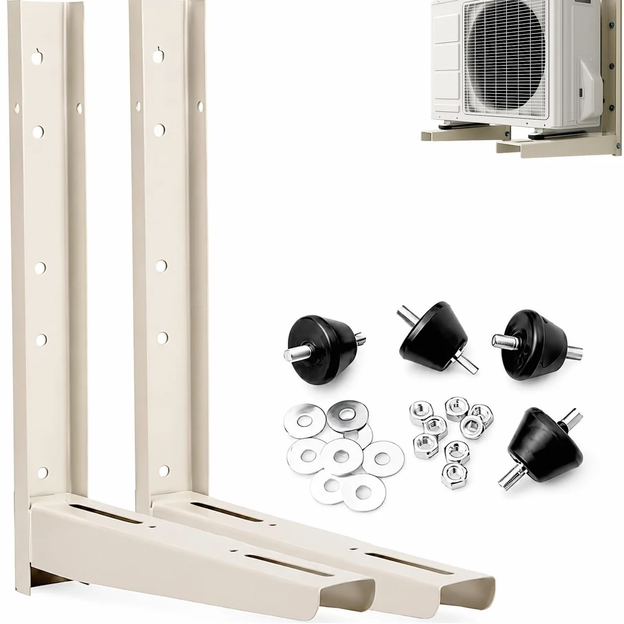 Juego de Soporte Exterior para Unidad de Aire Acondicionado 500x450x55x1,5 mm Estructura Soldada Pack Antivibradores