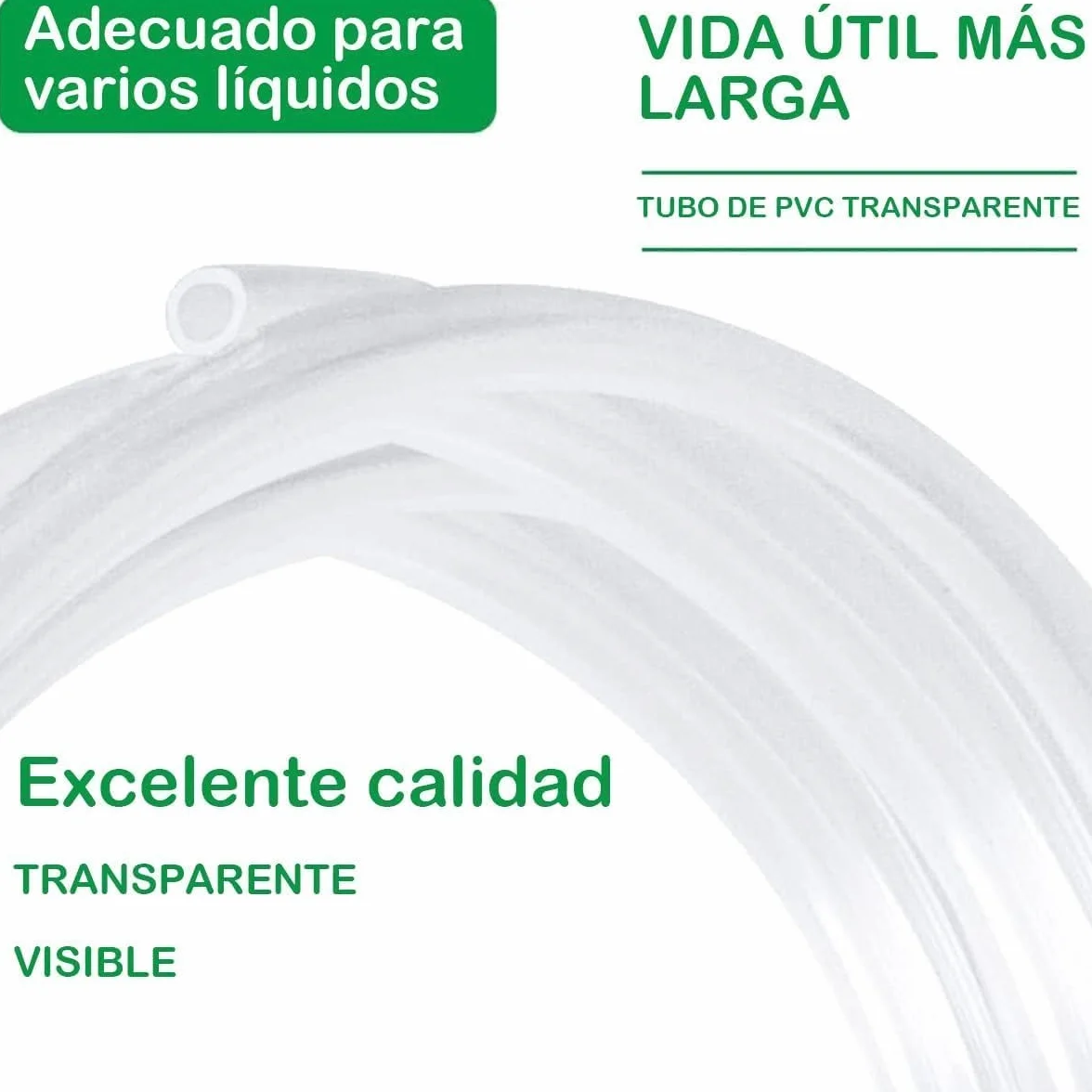 Tubo Flexible Transparente PVC 20 Metros 8mm x 10mm Manguera Nivel Líquidos
