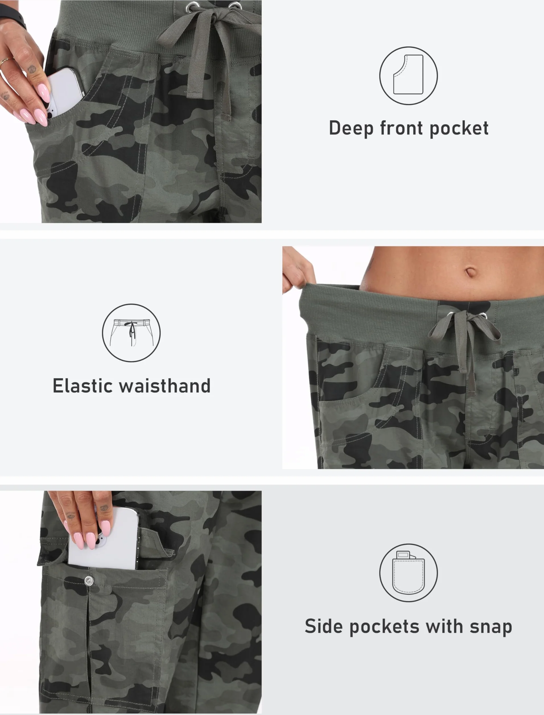 JINSHI Pantalones Mujer Cargo Pantalón Largo Trabajo Pant Deportivo Jogger Cintura Alta con Bolsillos