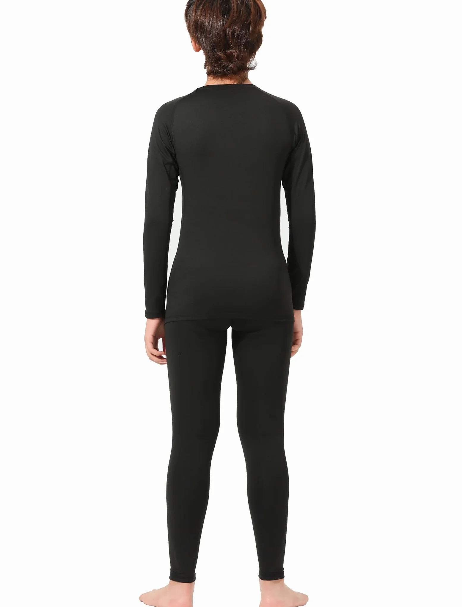 Rolimaka Conjunto de 2 ropa interior térmica para niños y jóvenes, con forro polar, camisa de compresión, pantalones y pantalones para niños y niñas