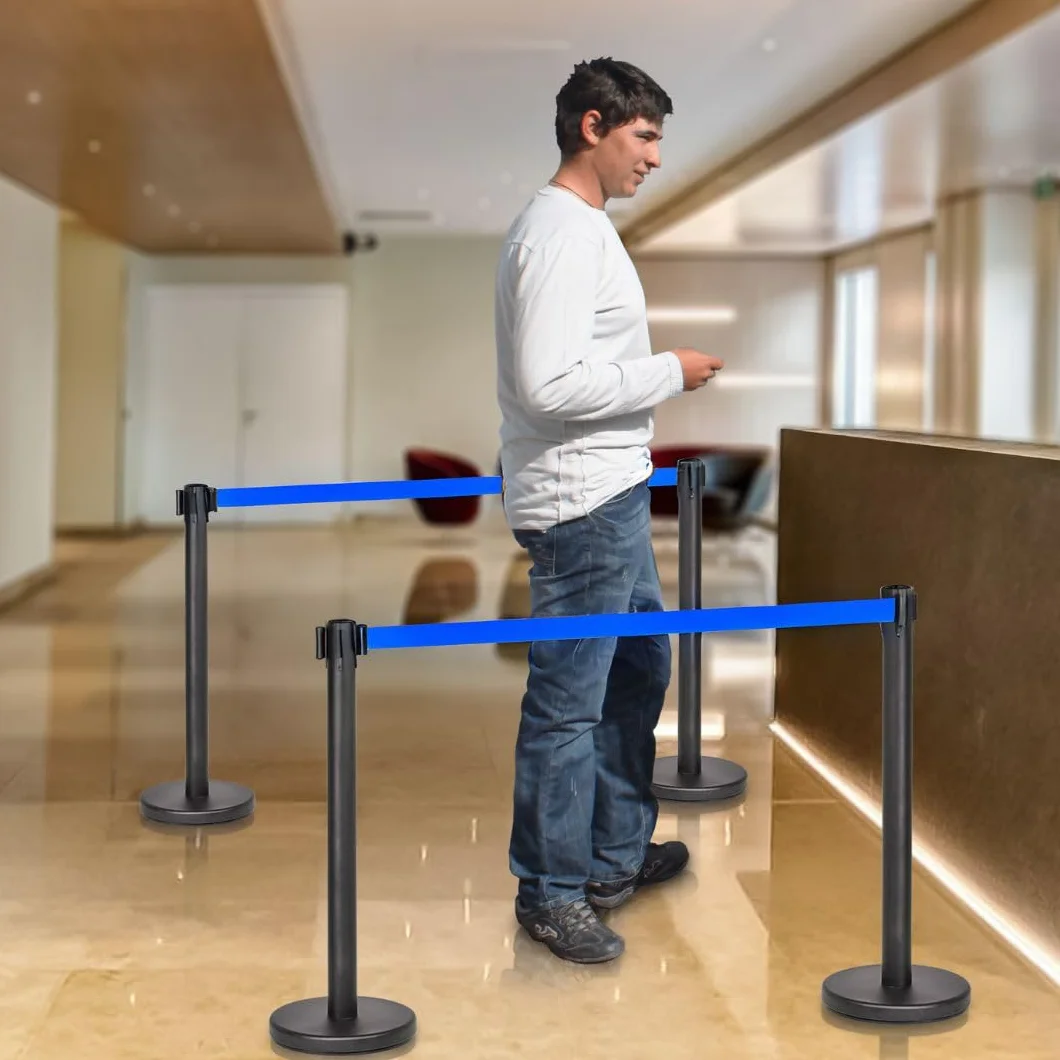 Poste Separador Cinta Extensible 3 metros 2uds, Barrera Extensible 3 m