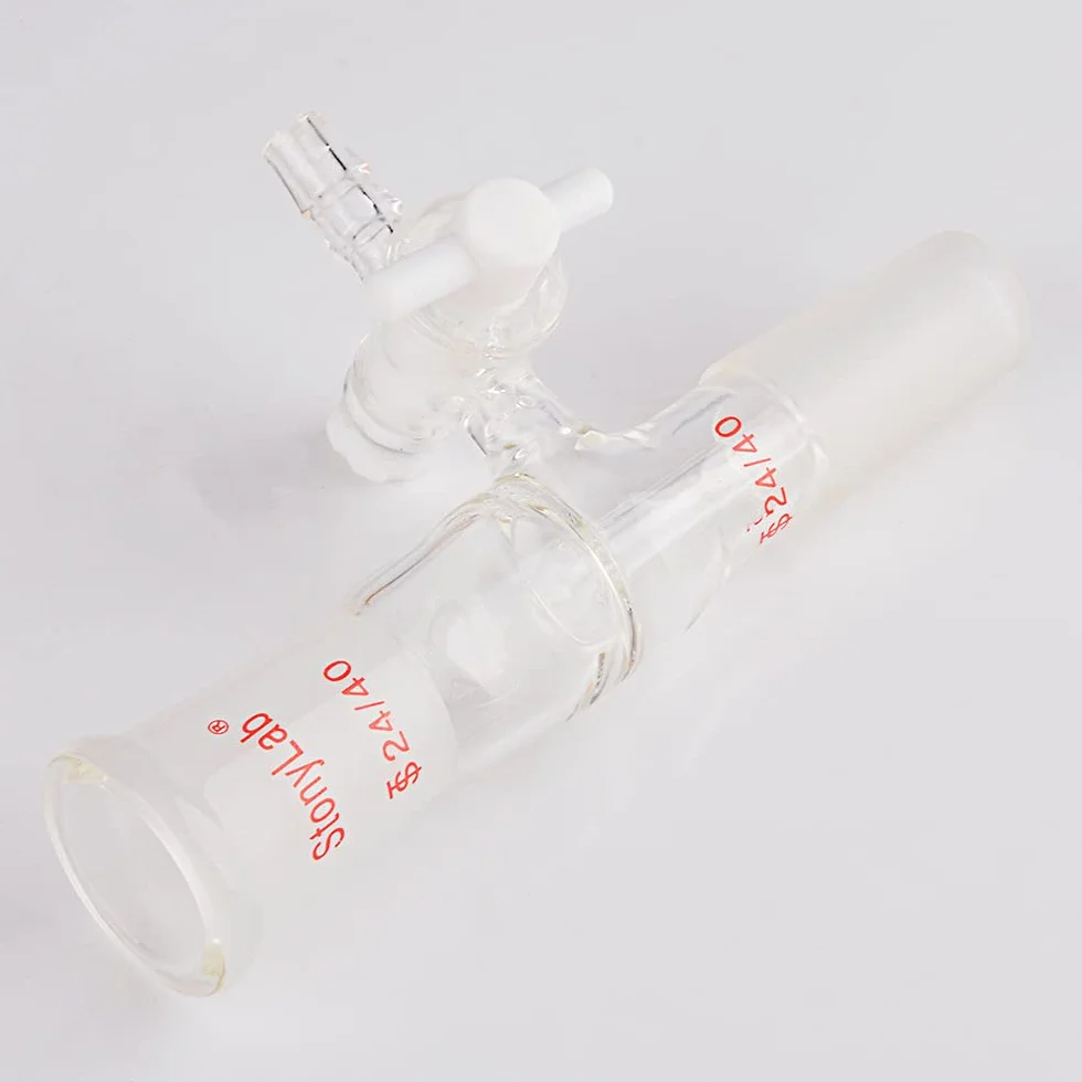 Styonylab Flow Control Adapter, Borosilicate Glass Adapter with 24/40 Standard Joint and Lateral PTFE Stopcock for Lab Supply