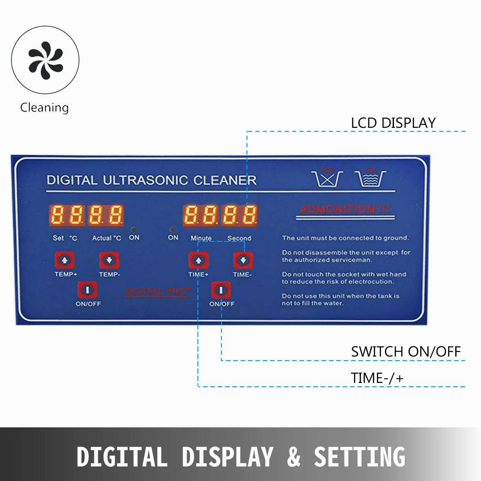 Limpiador ultrasónico con calentador y temporizador, baño digital para plata, gafas, relojes, monedas, placas de circuito