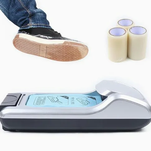 Dispensador automático de Fundas para Zapatos/Dispensador portátil de Film Protector para Calzado: para la protección de Suelos en hogares, oficinas, (Gold)