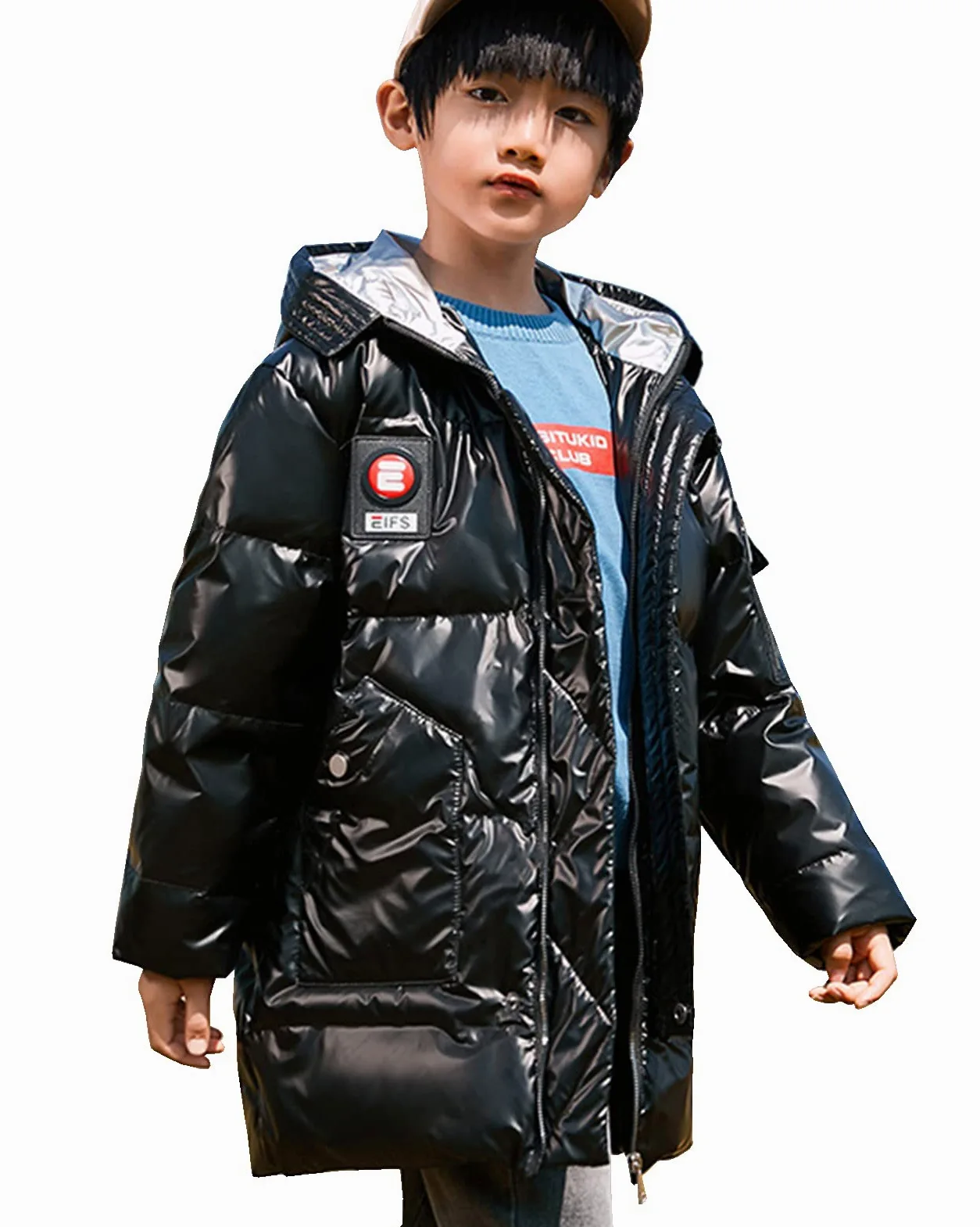 Niños Abrigo de Invierno con Capucha de Largo Medio Caliente Chaqueta Parka Plumas para Niño