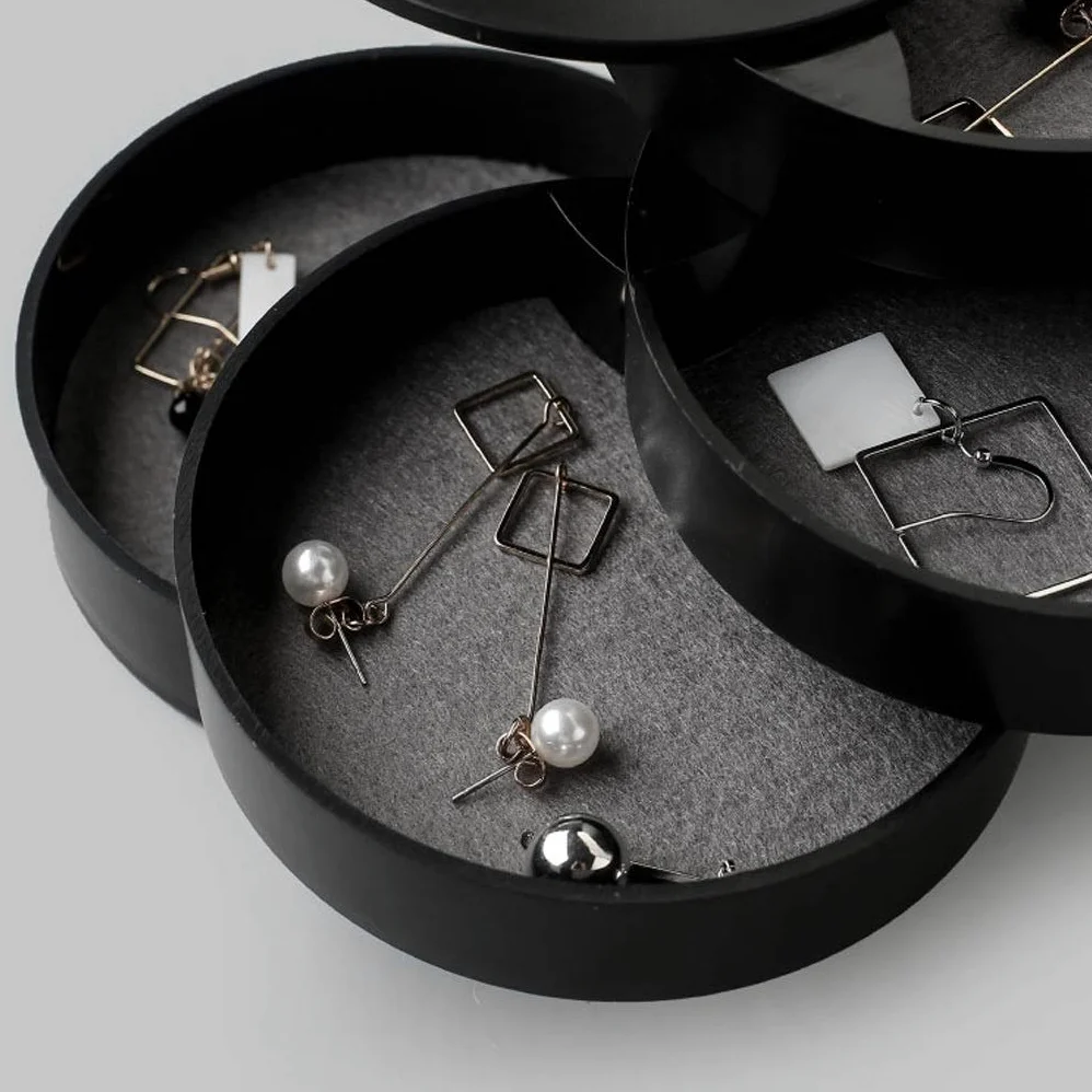 Joyero Giratorio de Cuatro Niveles Joyero Pendientes Collar Caja de Almacenamiento Caja de Acabado Caja de Almacenamiento de Accesorios de Viaje Joyero Organizador