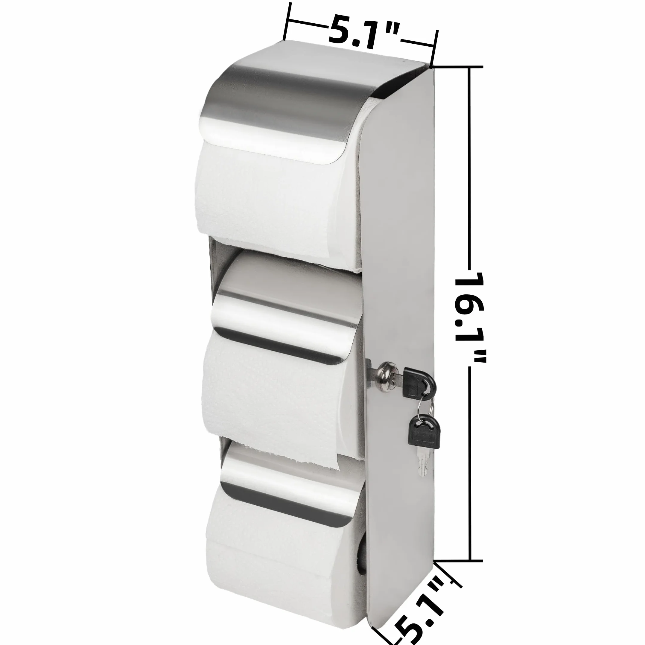 Desyeryamimi Portarrollos de Papel Higiénico Comercial con Cerradura, Dispensador de Acero Inoxidable de 3 Rollos, Montaje en Pared