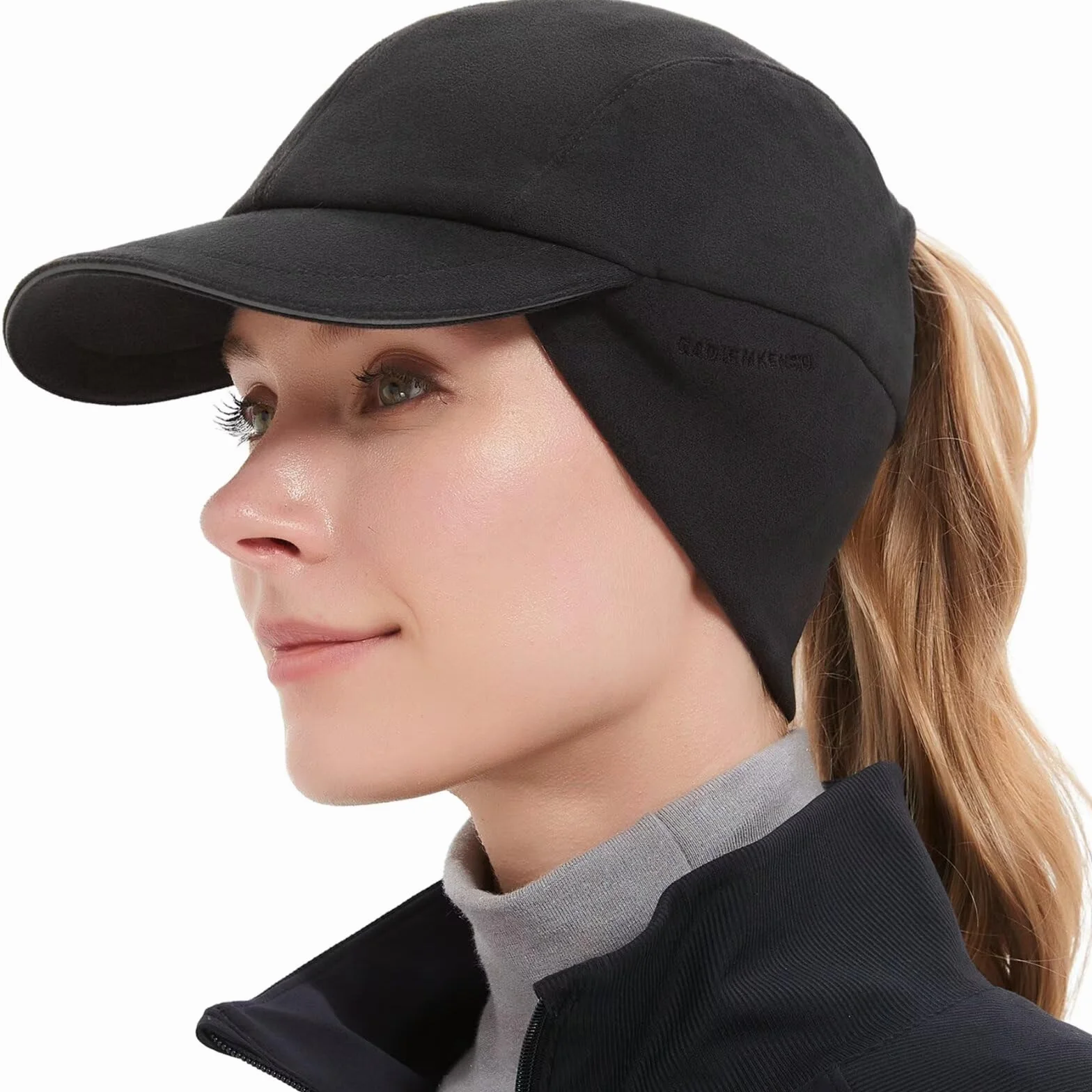 GADIEMKENSD Women's Winter Reflective Fleece Ponytail Hat with Drop Down Ear Warmer for Outdoor Activity Cap