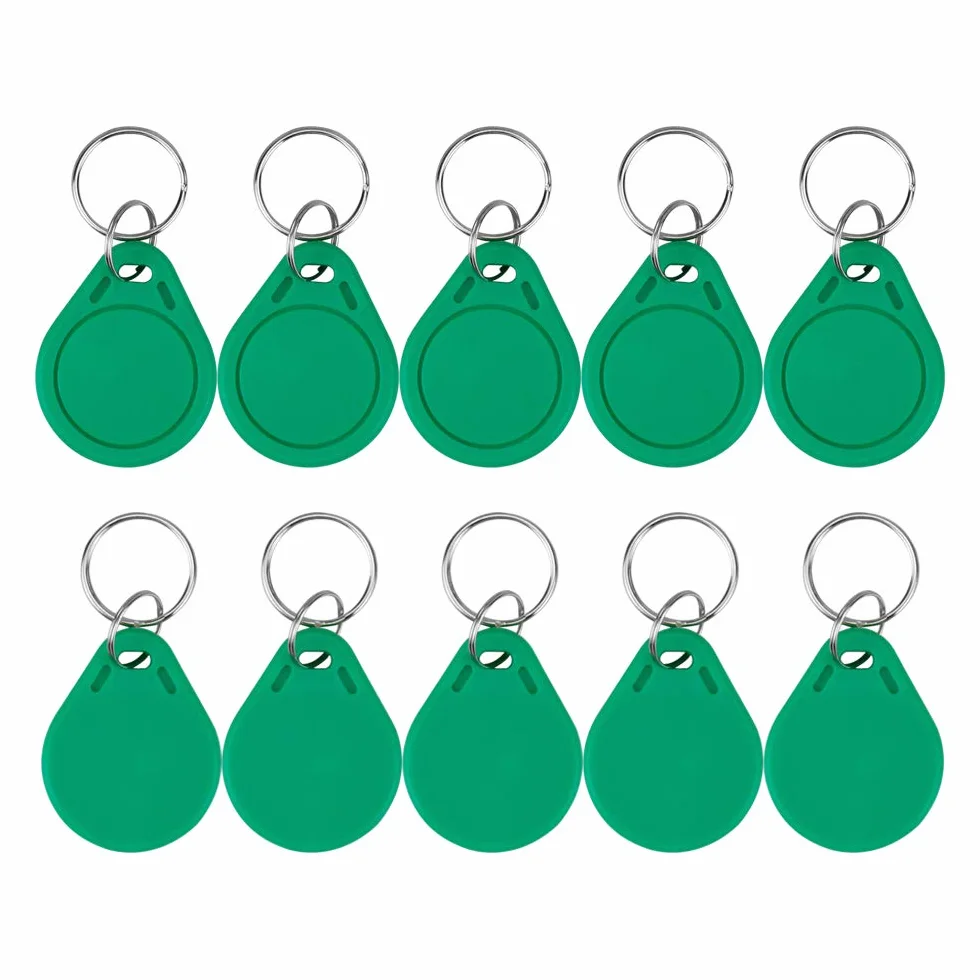 13.56MHz RFID Keyfobs Control de Acceso MF 1k Llaveros NFC (Paquete de 100) Verde