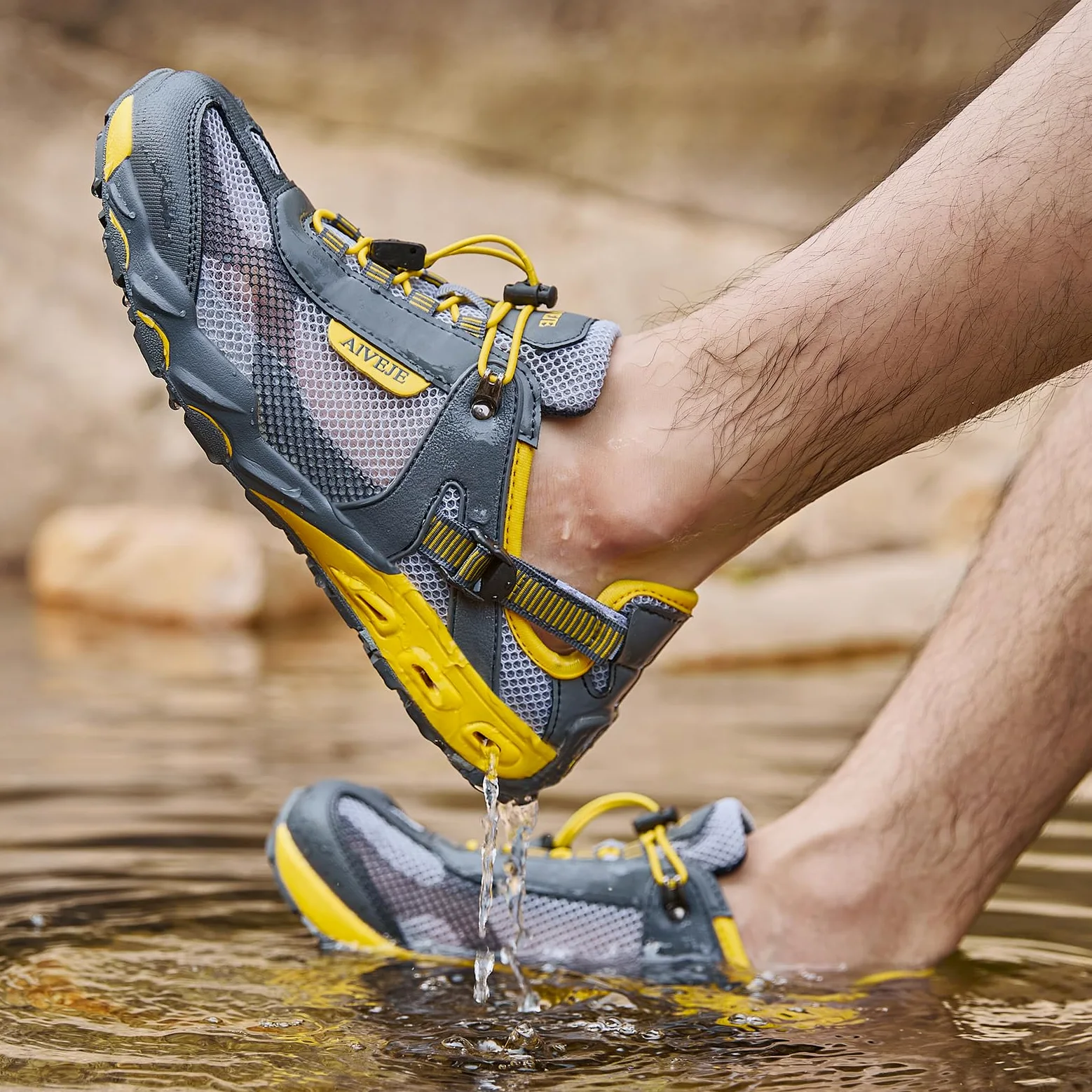 Zapatos de agua para hombre, antideslizantes, de secado rápido, para verano, al aire libre, senderismo, atletismo